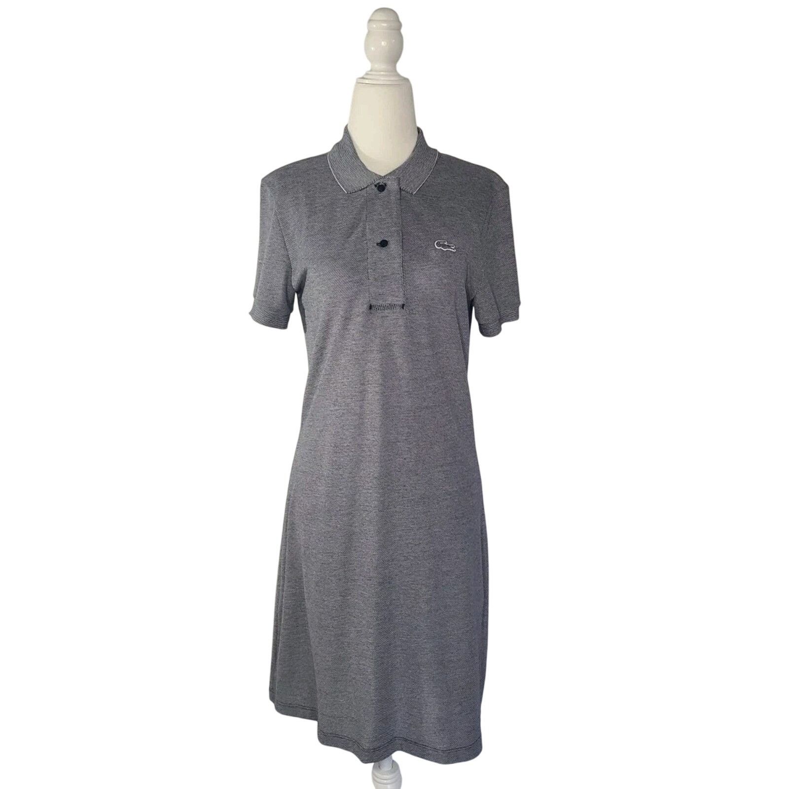Lacoste New Lacoste Womens Dark Gray Pique Polo Mini Dress US Small Size S / US 4 / IT 40 - 4 Thumbnail