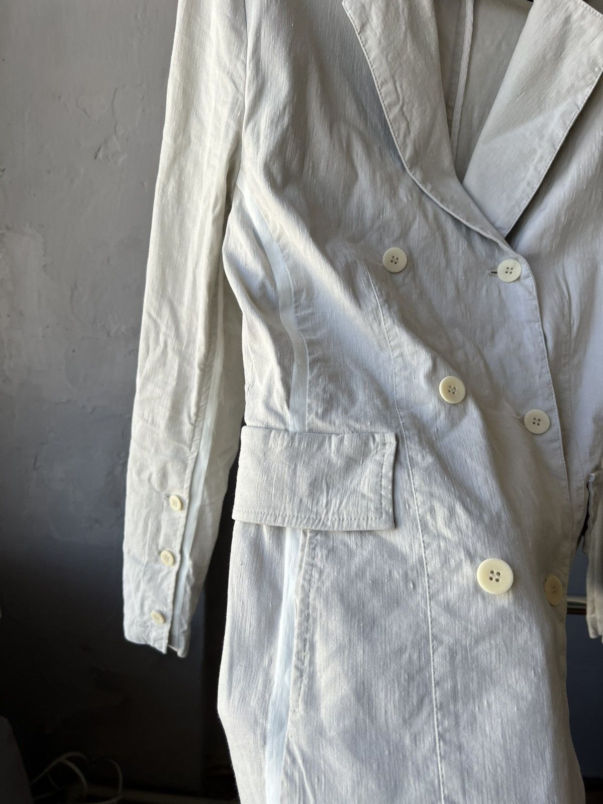 Annette Gortz ANNETTE GORTZ AVANTGARDE DOUBLE-BREASTED LINEN BLAZER JACKET Size XS / US 0-2 / IT 36-38 - 11 Thumbnail