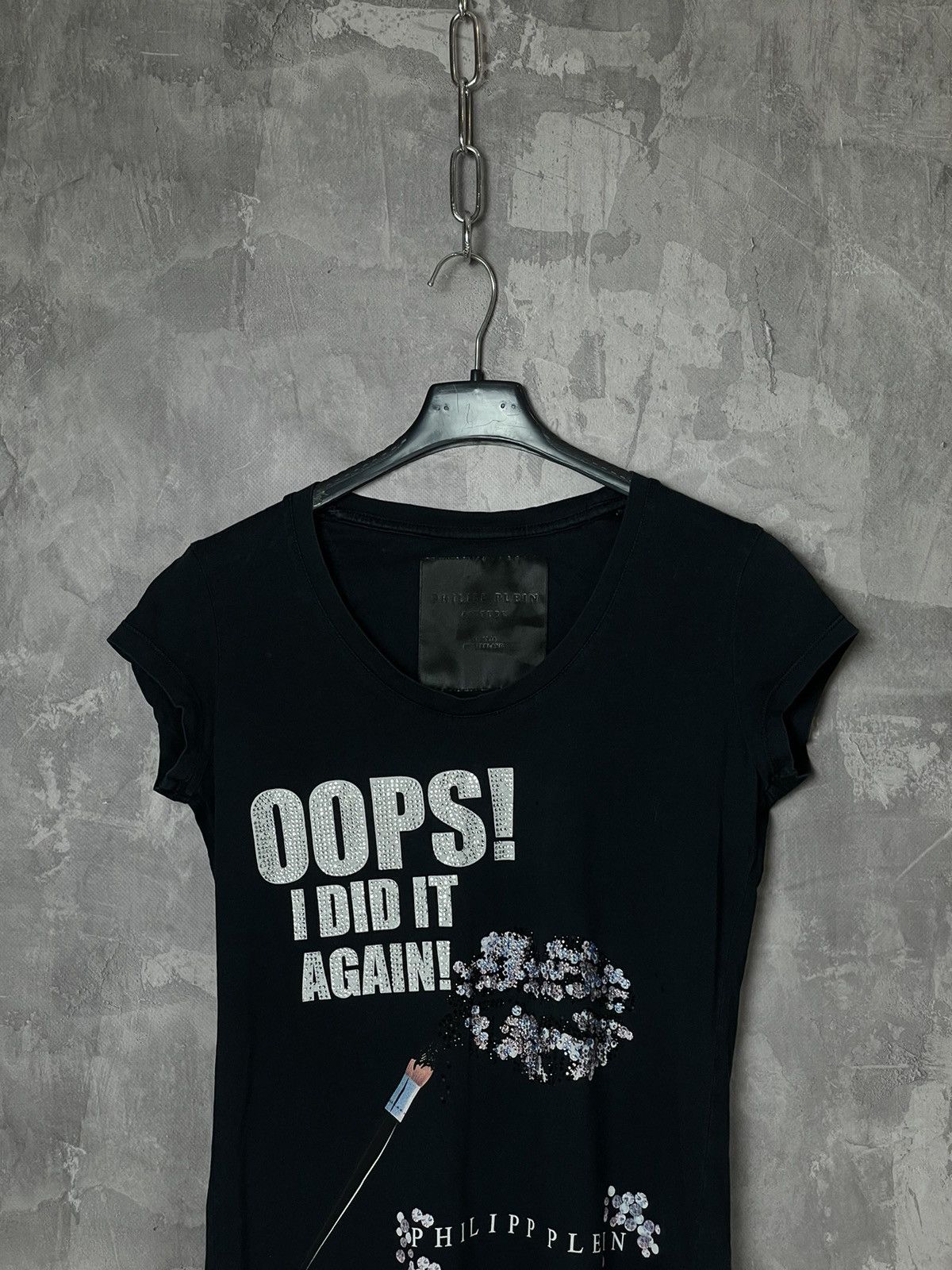 Philipp Plein Vintage Black Philipp Plein Tee Tank Top Crystals “oops” Size S / US 4 / IT 40 - 2 Thumbnail