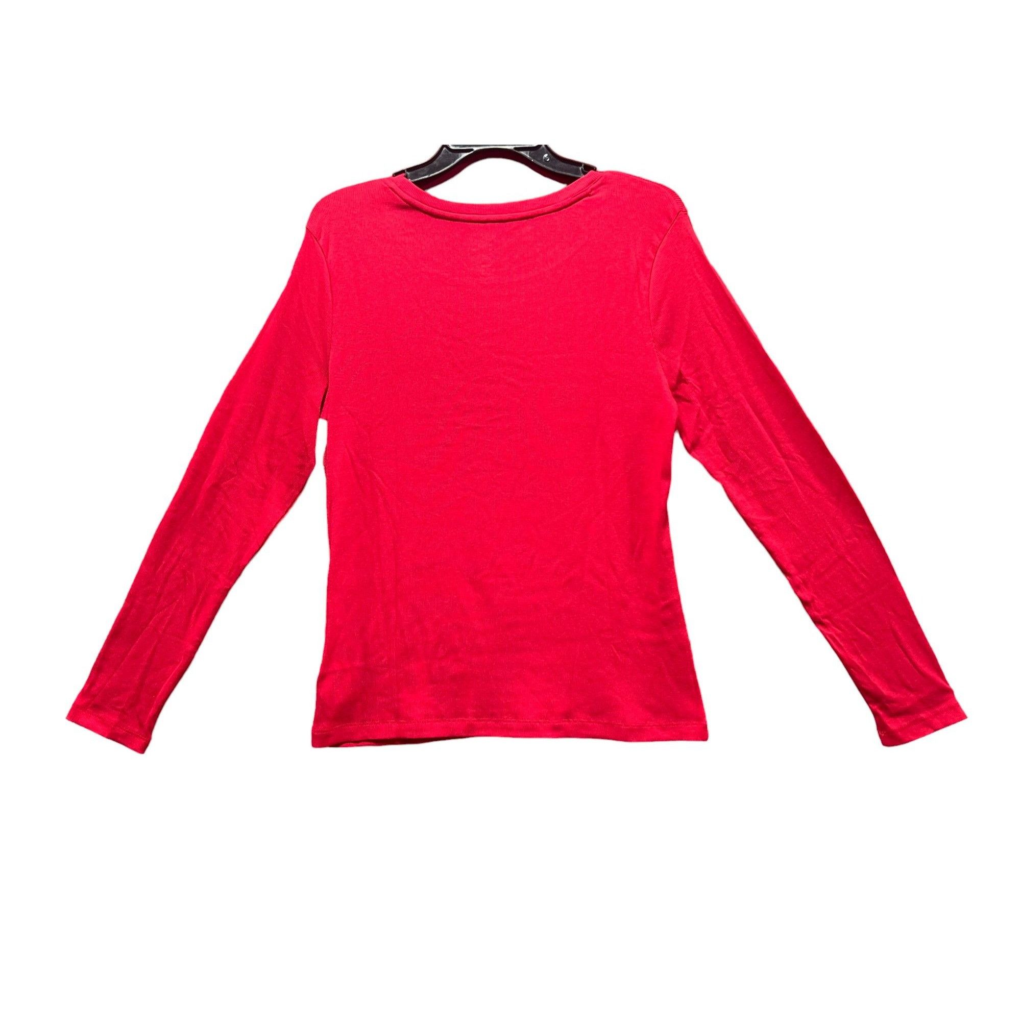 Other A New Day - Women's Long Sleeve Blouse - Red - Large Size L / US 10 / IT 46 - 2 Thumbnail