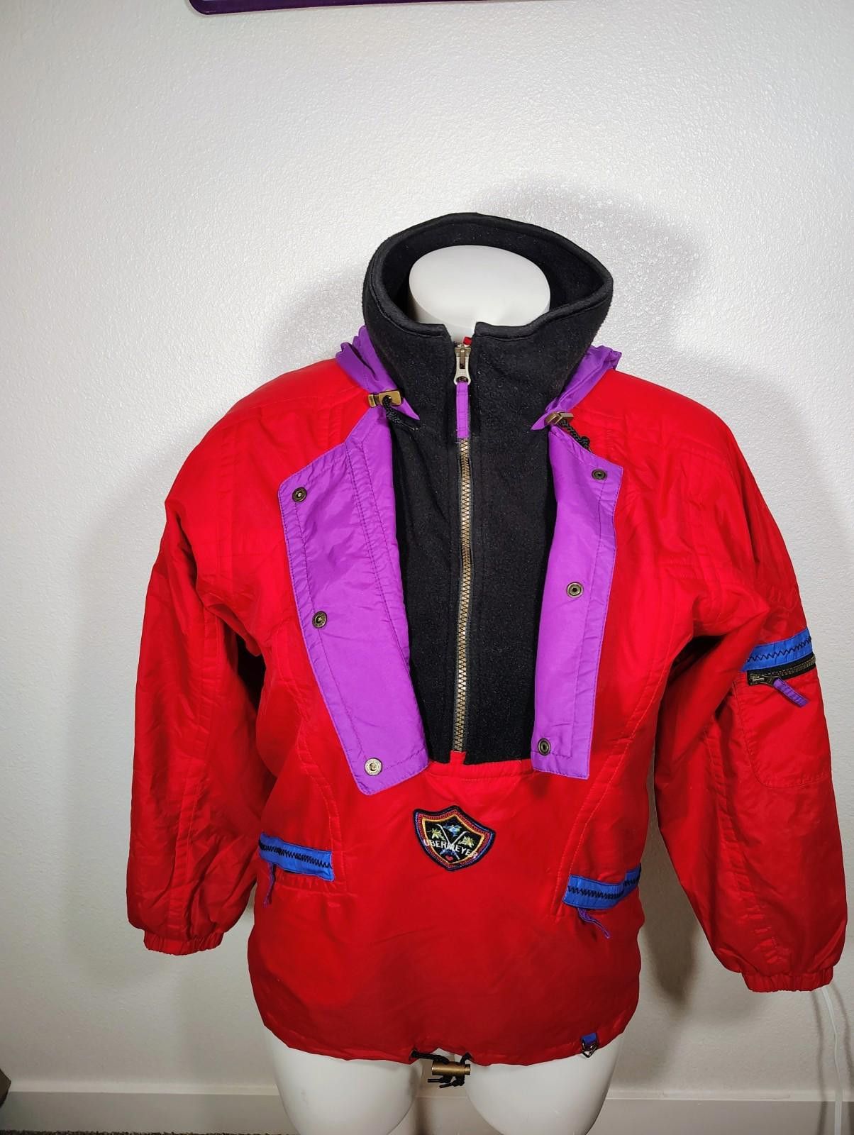 Obermeyer Vintage Unisex Obermeyer Red Jacket Warm Black Purple Collar Size US XL / EU 56 / 4 - 3 Thumbnail