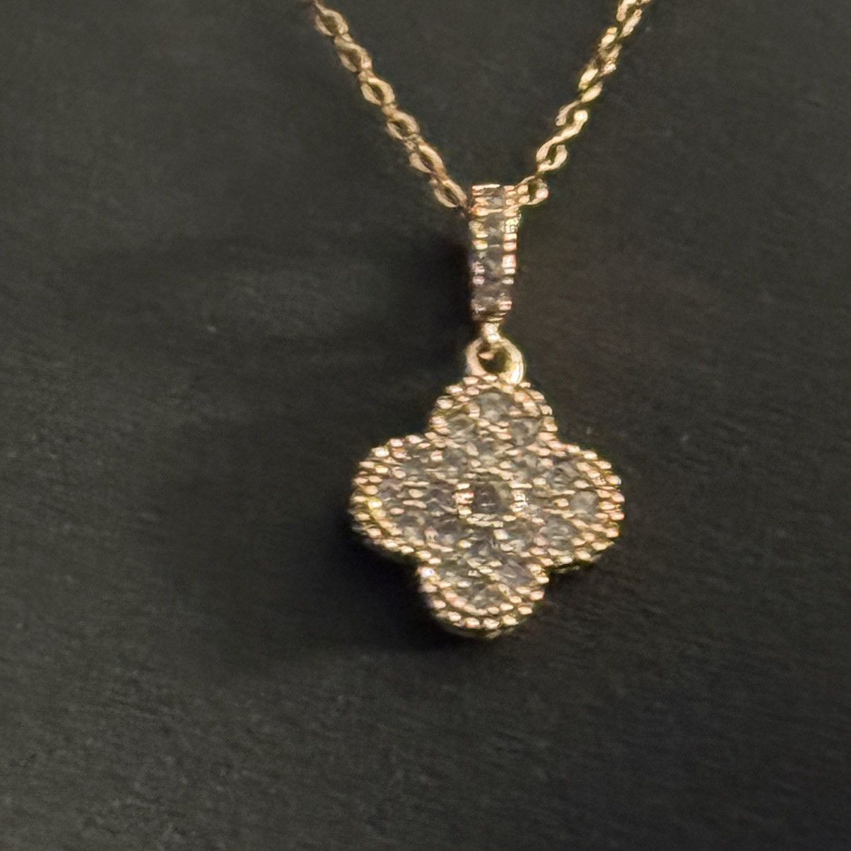 Other Gold stainless steel pave crystal clover pendant necklace Size ONE SIZE - 2 Thumbnail
