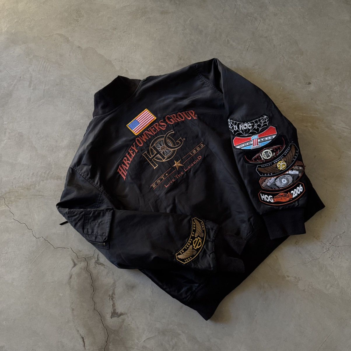 Harley Davidson Vintage Harley Davidson Owners Group(HOG) MA-1 Bomber Jacket Size US L / EU 52-54 / 3 - 12 Thumbnail