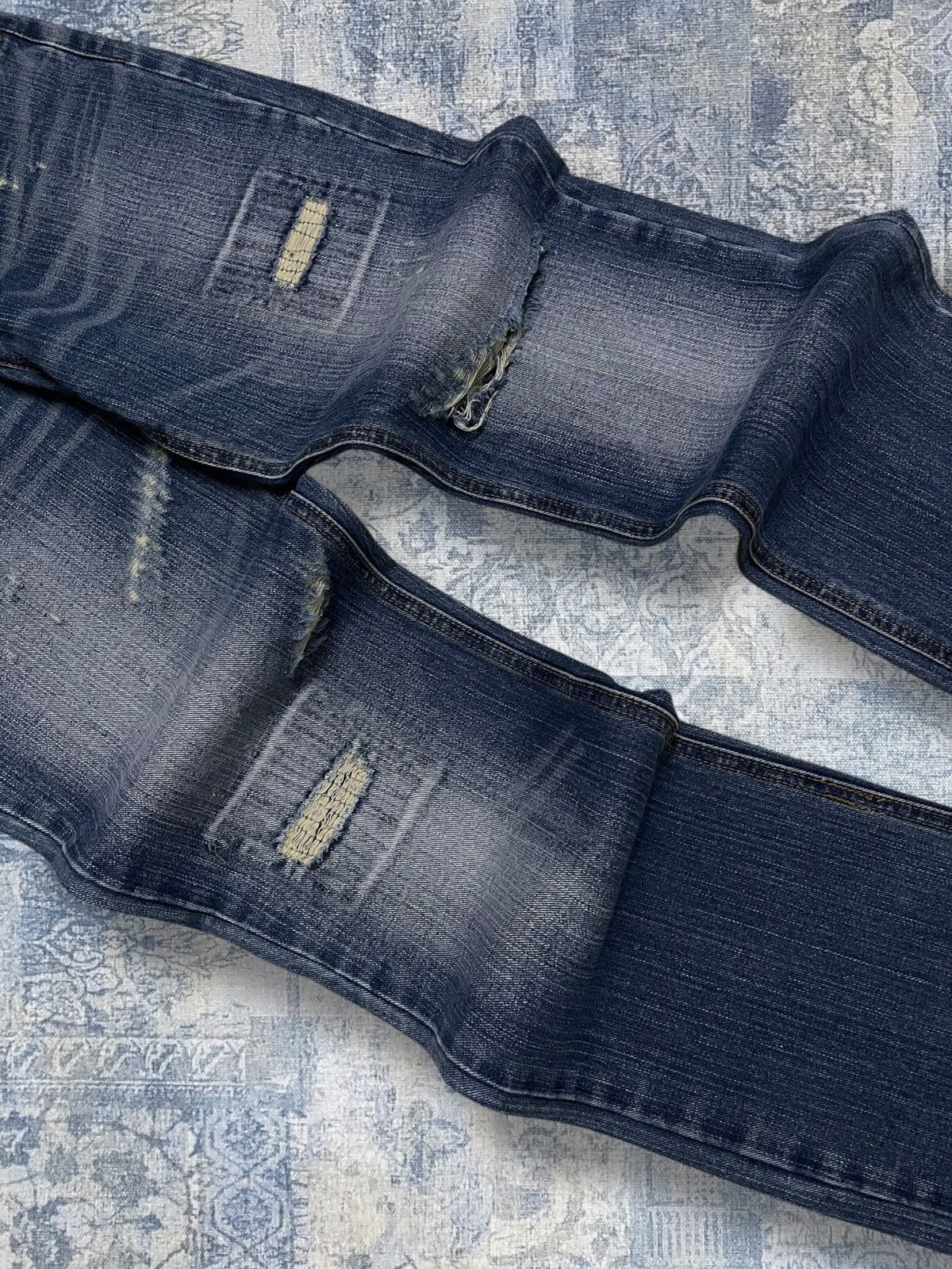 Japanese Brand Vintage 1990s Japan Designer Nylaus Distressed Patch Denim Size US 30 / EU 46 - 6 Thumbnail