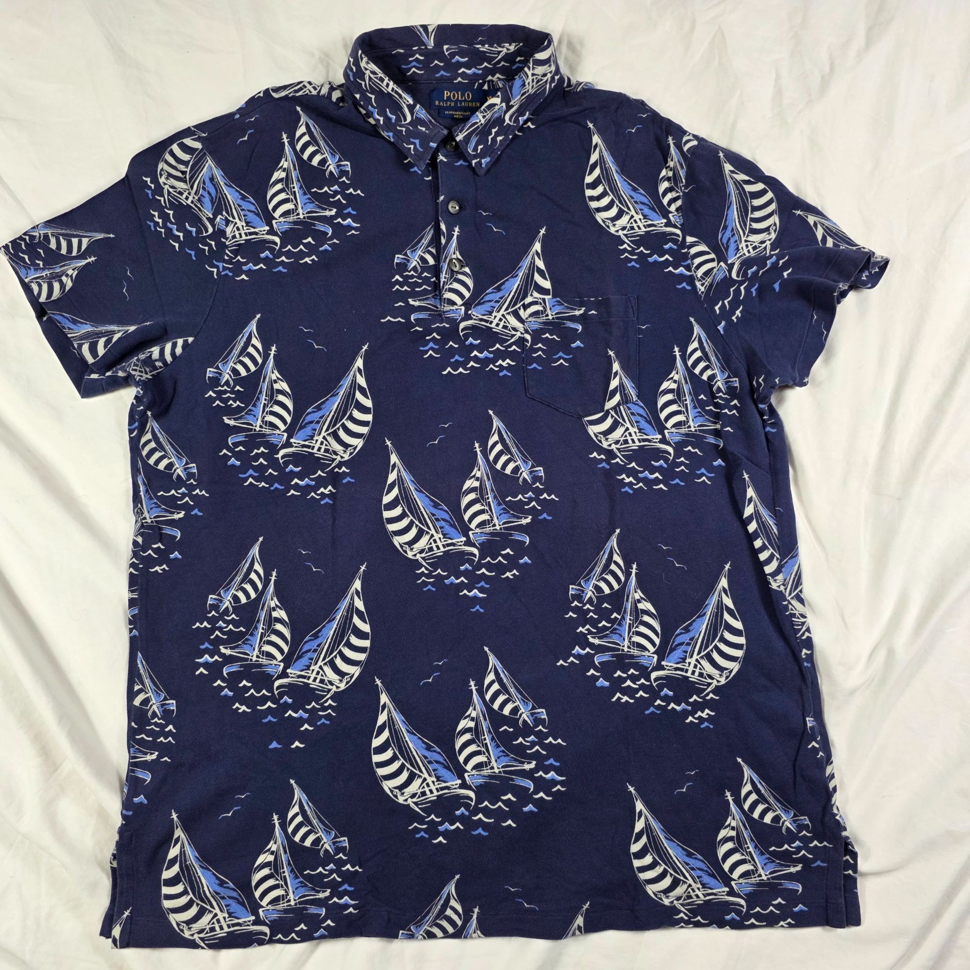 Polo Ralph Lauren Polo Ralph Lauren Mens Size XL Blue Polo Shirt Sailboat Prin Size US XL / EU 56 / 4 - 1 Thumbnail