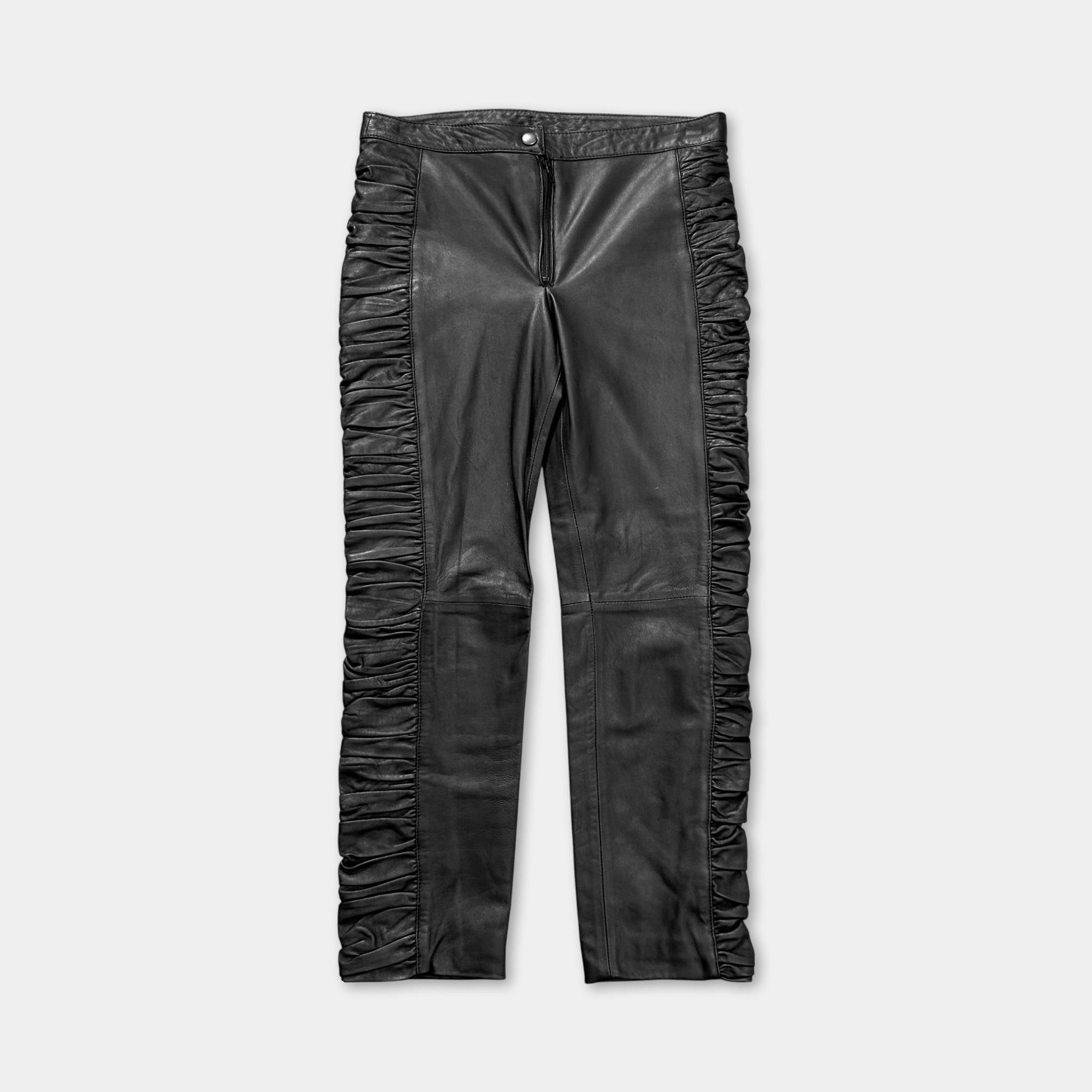 Dolce & Gabbana Dolce & Gabbana Wrinkled Black Leather Pants Size 28" / US 6 / IT 42 - 1 Thumbnail