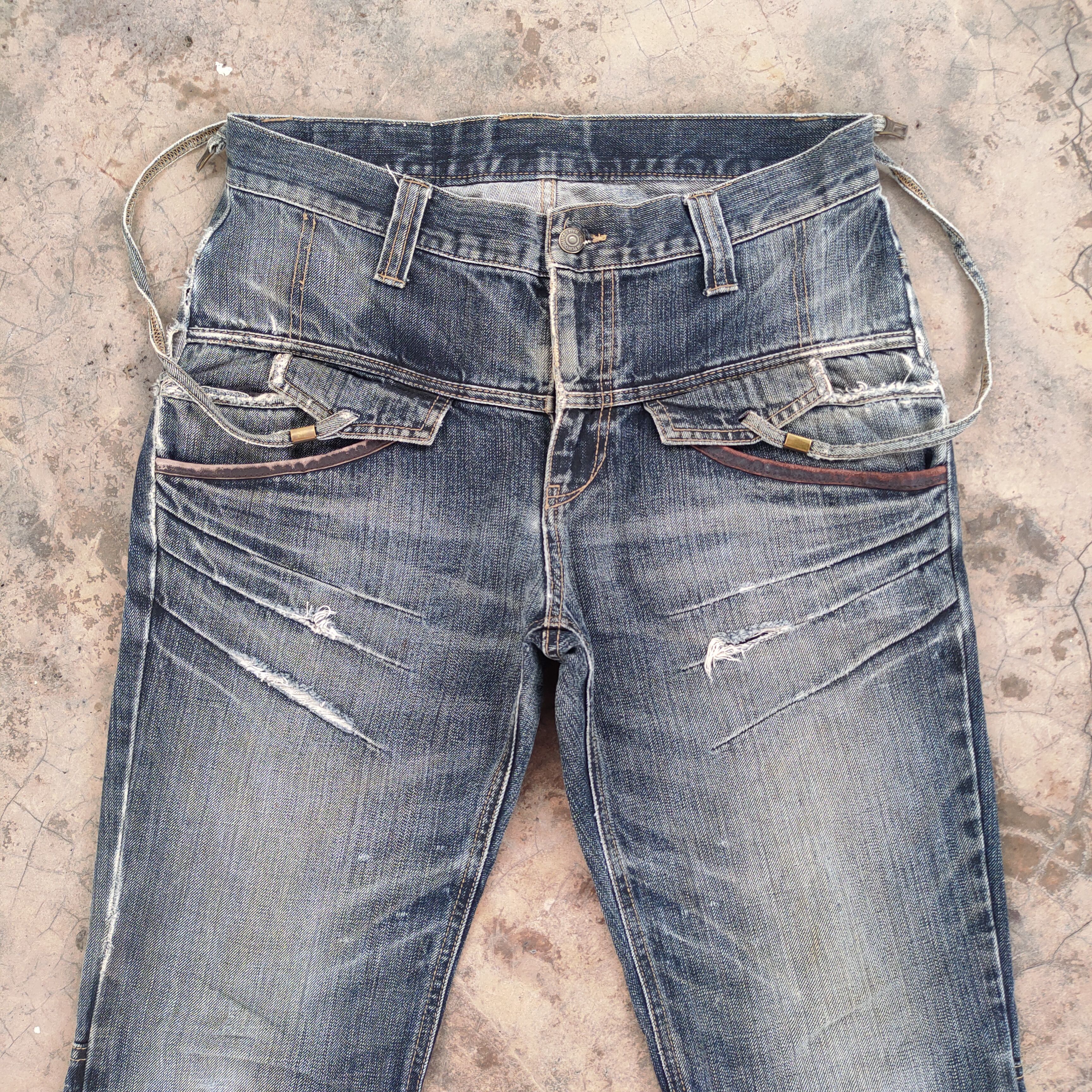 PPFM VINTAGE PPFM FADED RIPPED BONDAGE DENIM JEANS PANTS Size US 33 - 2 Thumbnail