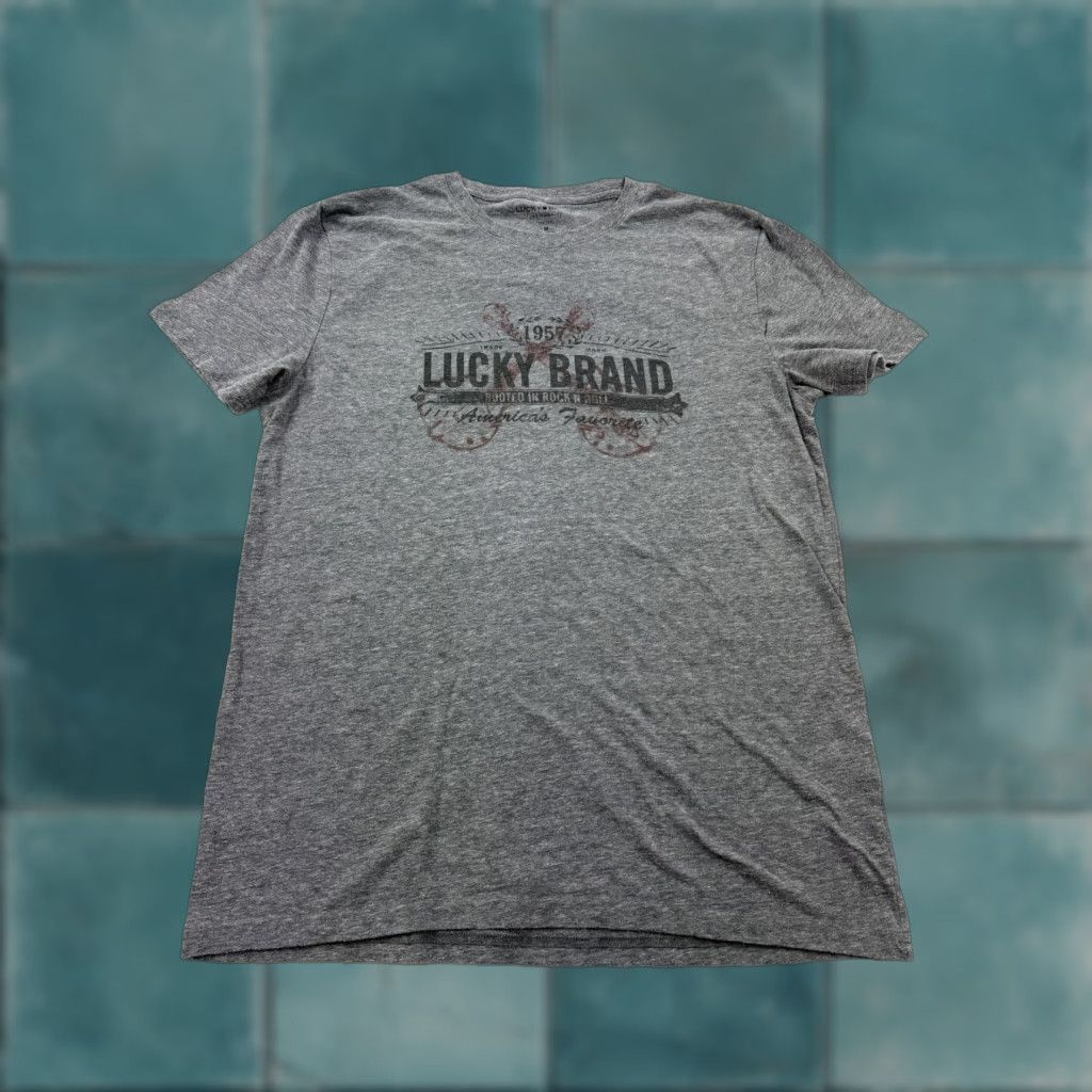 Lucky Brand Lucky Brand Shirt Mens Medium Gray 1957 Rock N Roll Graphic Tee Tagless Shirt Mens Size US M / EU 48-50 / 2 - 1 Thumbnail