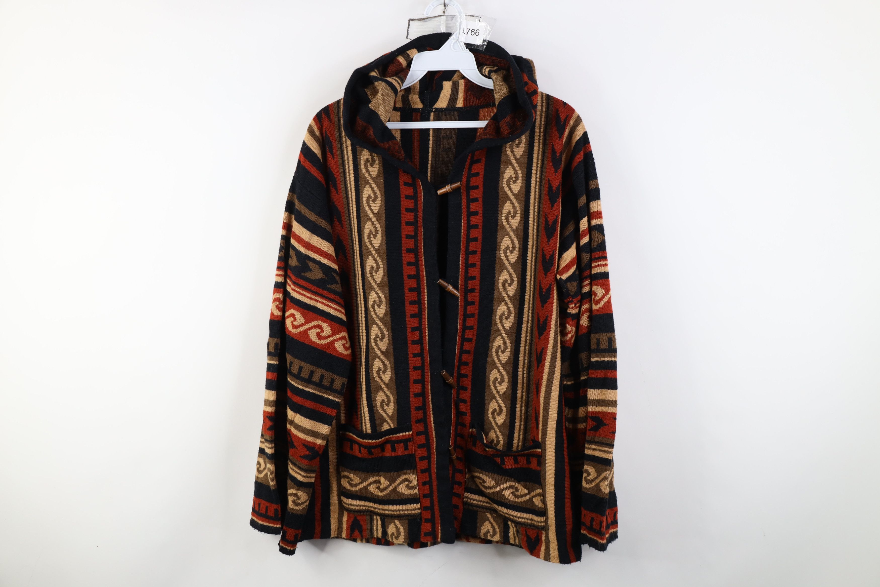 Vintage Vintage 60s 70s Boho Chic Babydoll Button Hooded Sweater Size M / US 6-8 / IT 42-44 - 1 Thumbnail