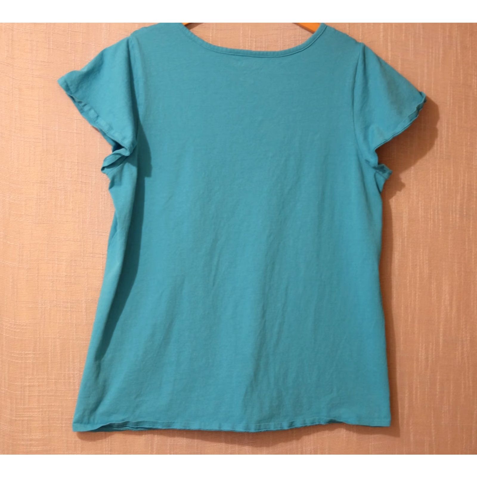 Vintage Roaman's Teal Short Sleeve V-Neck Button Accent Cotton Womens M 14/16 #A6-16 Size 32" / US 10 / IT 46 - 7 Thumbnail