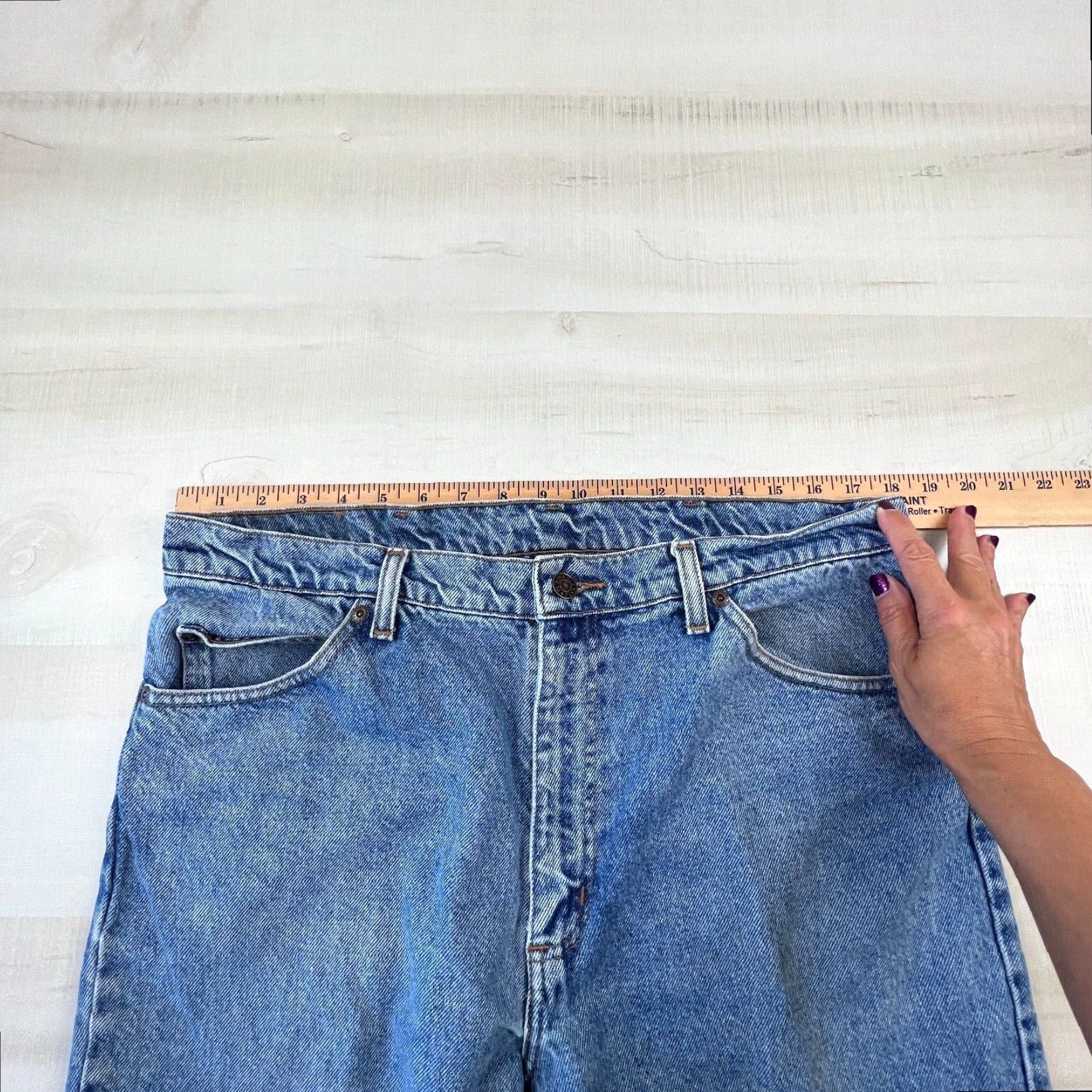 Vintage Plain Pockets Mens Jeans Blue Straight Medium Wash Denim 36X32 Size US 36 / EU 52 - 6 Thumbnail