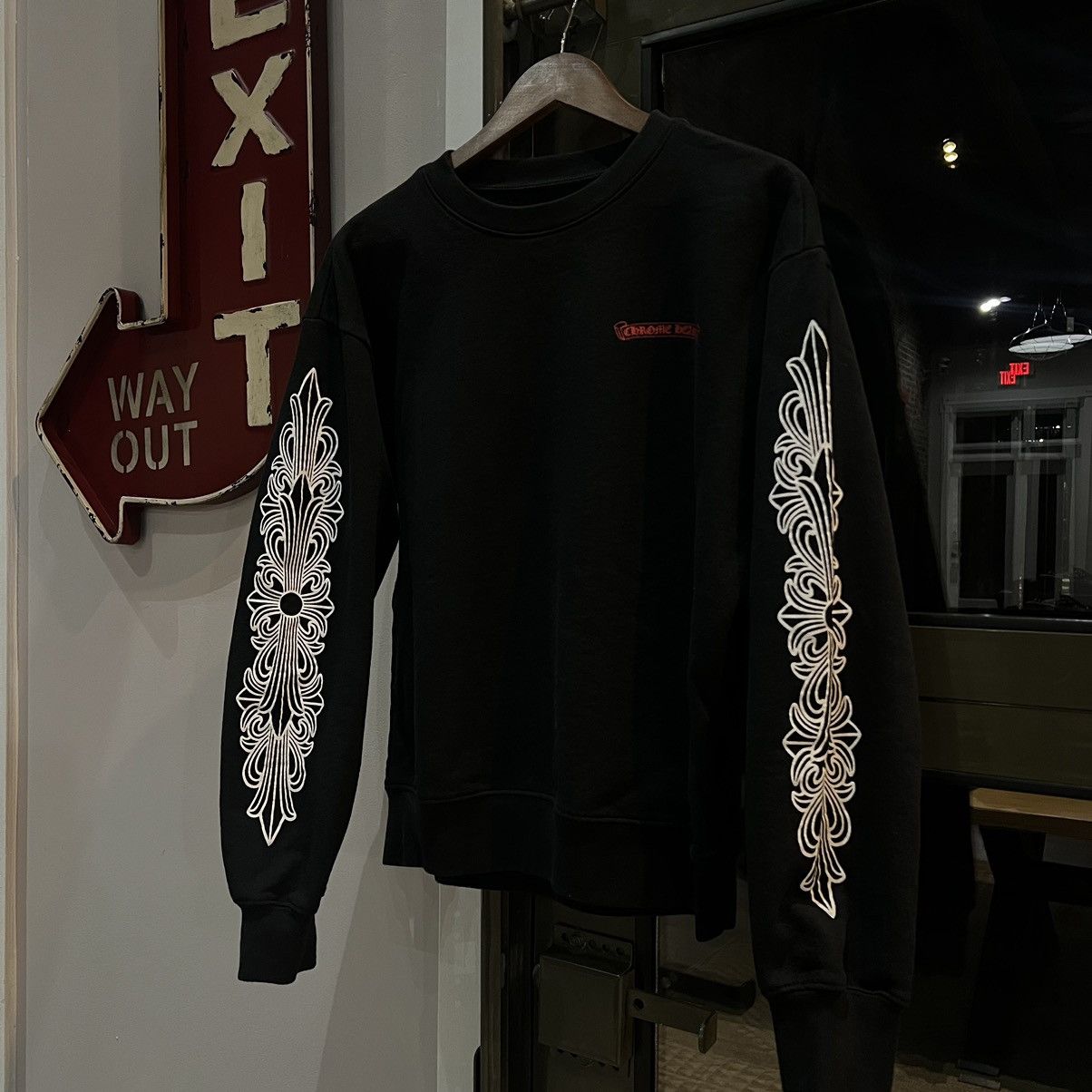 image of Chrome Hearts x Matty Boy Chomper Crewneck in Black, Men's (Size Medium)