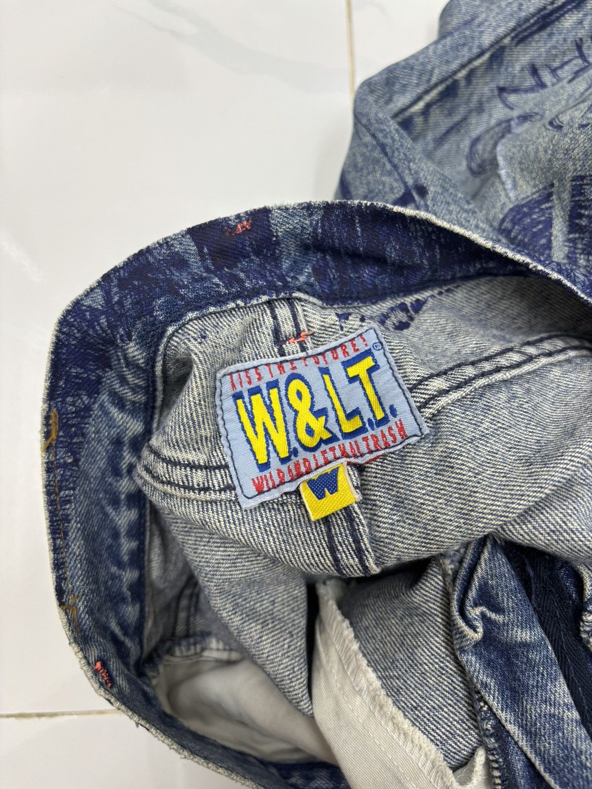 Walter Van Beirendonck W&LT⚡️Pen Graffiti Archive Flared Jeans Distressed Denim Size US 30 / EU 46 - 11 Thumbnail