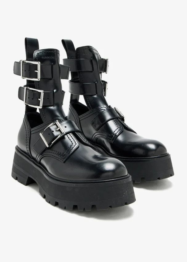 Alexander McQueen o1y0225 Ankle Boots in Black Size US 10 / IT 40 - 2 Thumbnail