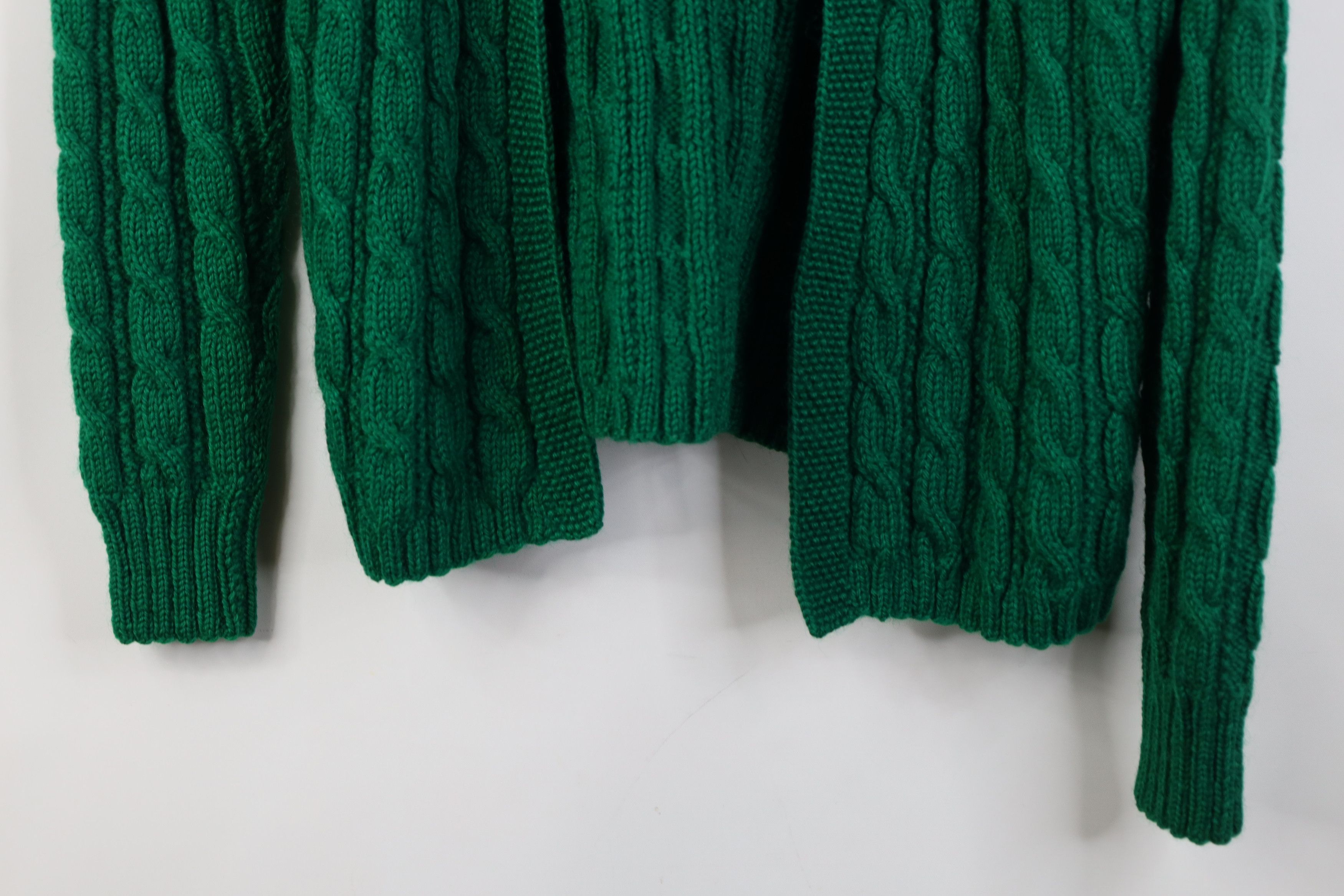 Vintage Vintage 60s Cable Knit Fisherman Open Cardigan Sweater Green Size M / US 6-8 / IT 42-44 - 3 Thumbnail