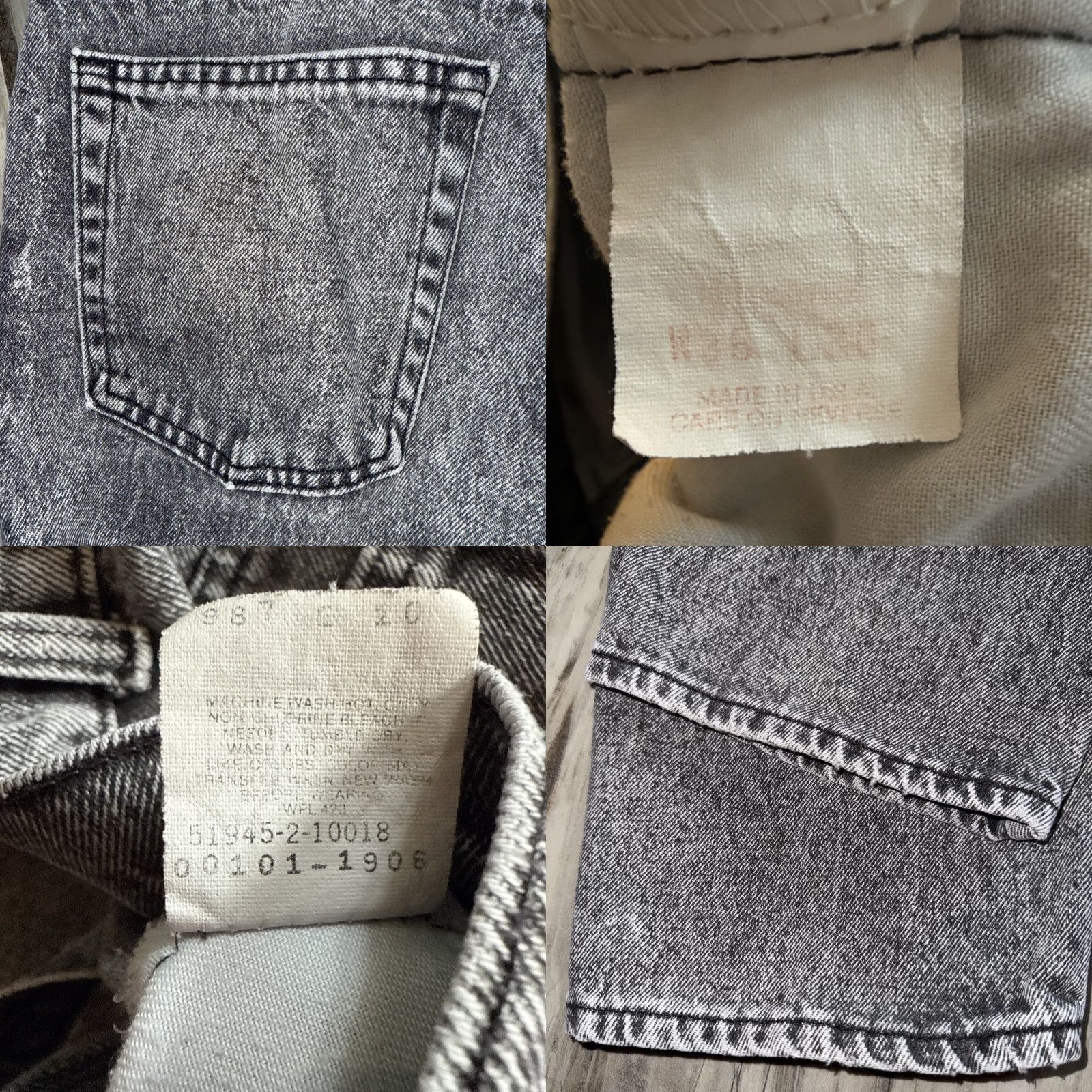 Denime VINTAGE Brittania Denim Jeans Men 35x30 Charcoal Gray 1980s Retro Inseam 30 Regular 36X30 Size US 35 - 8 Thumbnail