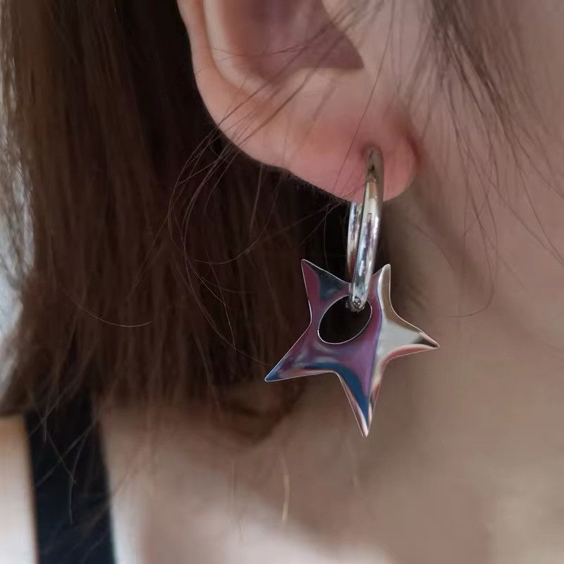 Jewelry Large Irregular Star Hoop Earring Size ONE SIZE - 2 Thumbnail