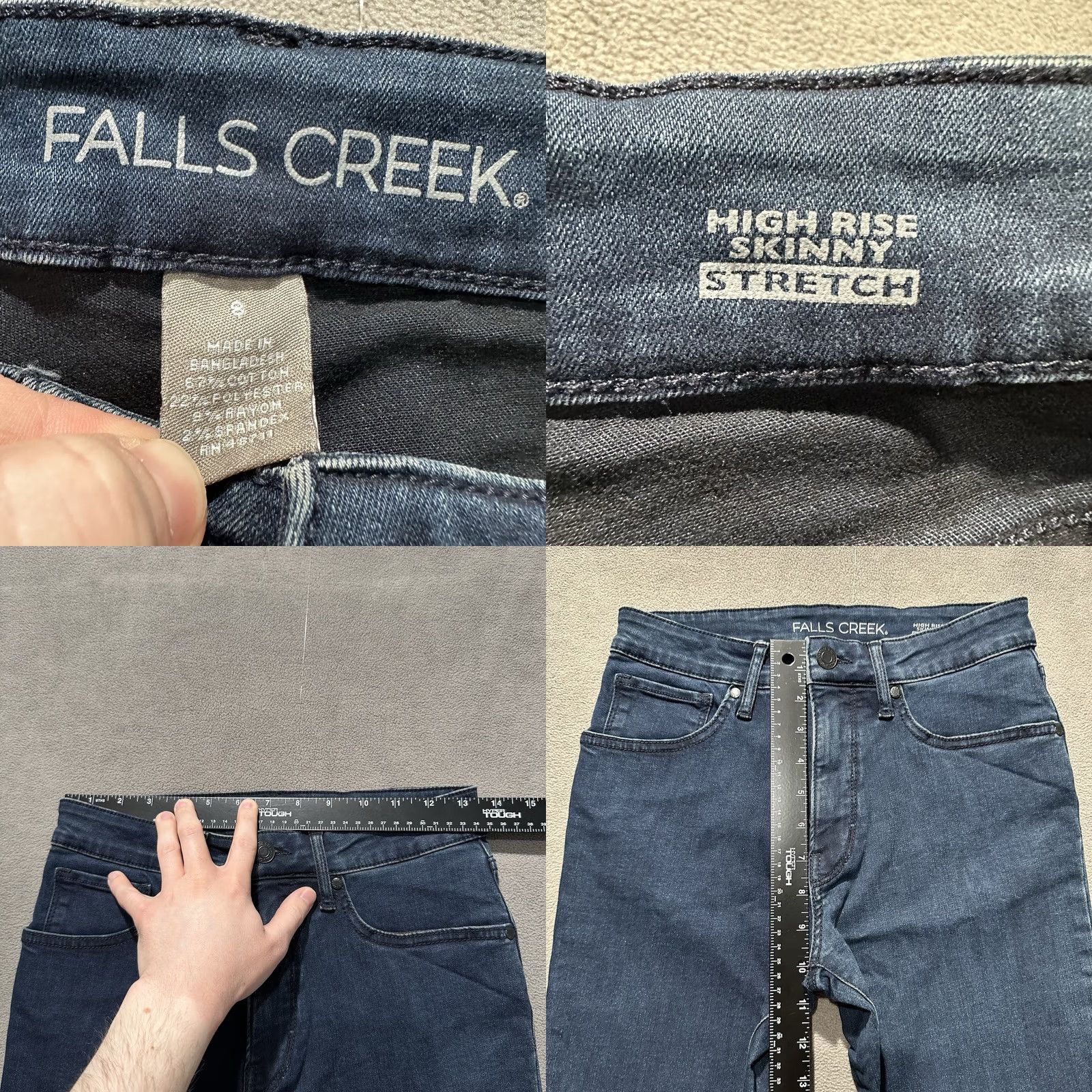 Vintage Falls Creek Jeans Womens 8 Blue Denim Dark Wash High Rise Skinny Stretch Size 30" / US 8 / IT 44 - 8 Thumbnail