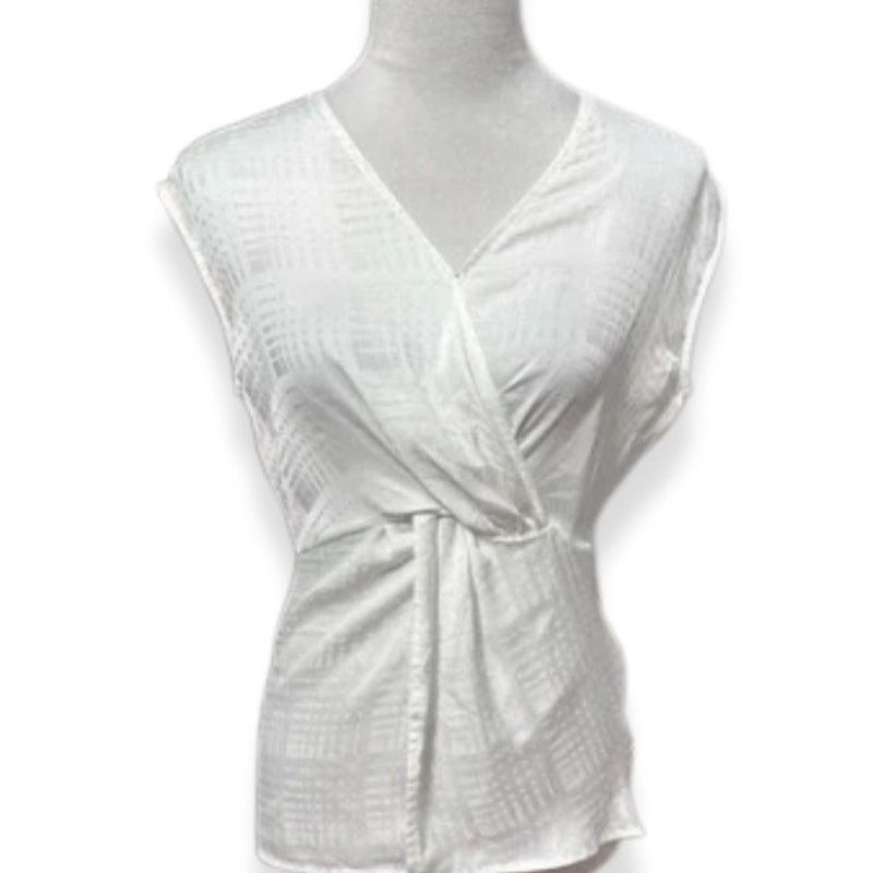 Other Halogen Blouse Check Surplice V-Neck Twisted Front White XS Size XS / US 0-2 / IT 36-38 - 2 Thumbnail