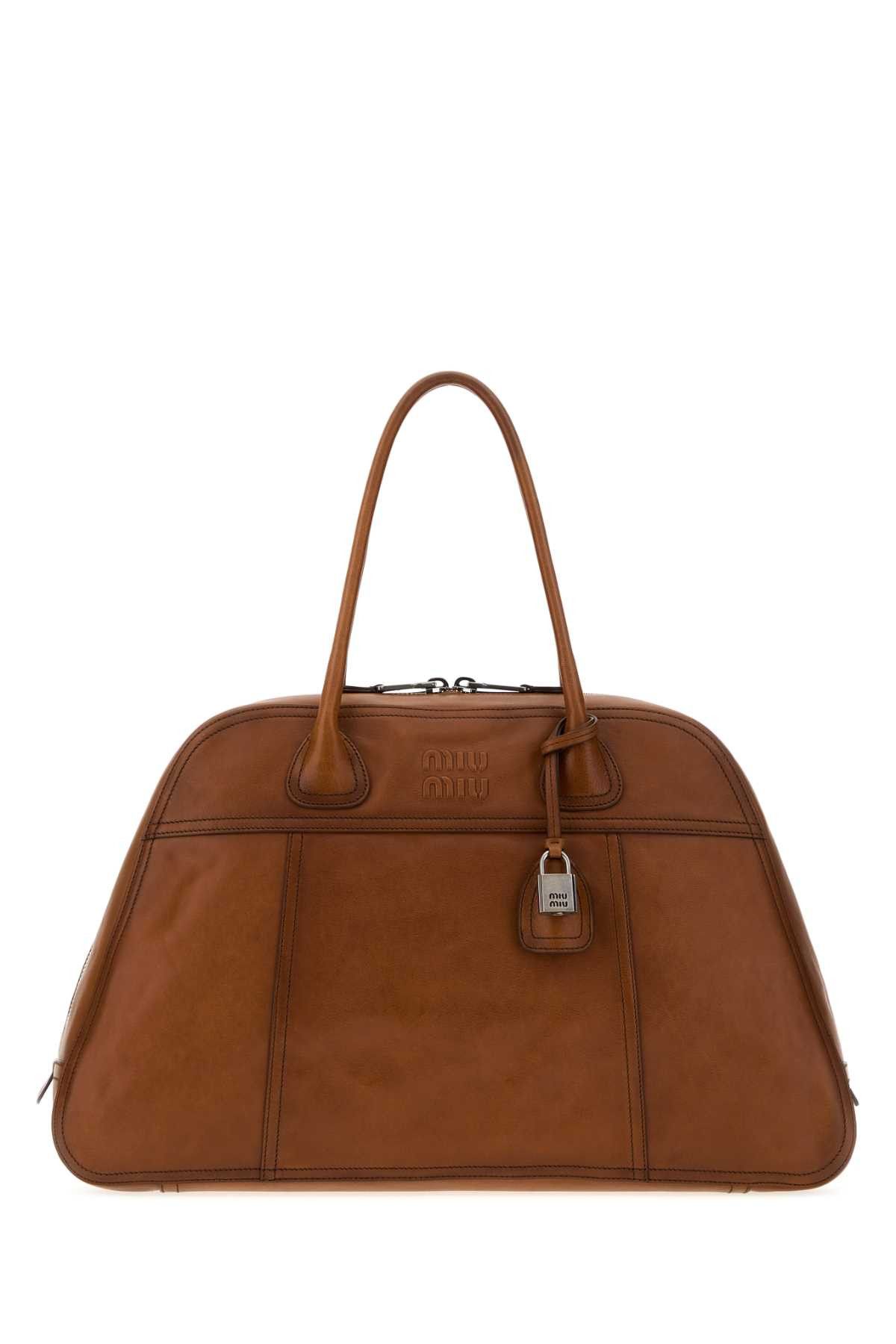 Miu Miu Camel Leather Vivant Shopping Bag Size ONE SIZE - 1 Thumbnail