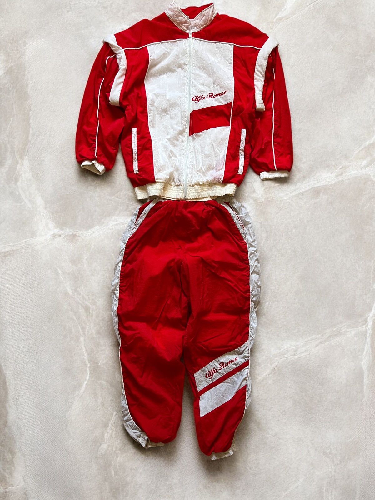 Vintage ALFA ROMEO 90s TRACK SUIT RACING Vintage Nylon pants jacket Size US M / EU 48-50 / 2 - 2 Thumbnail