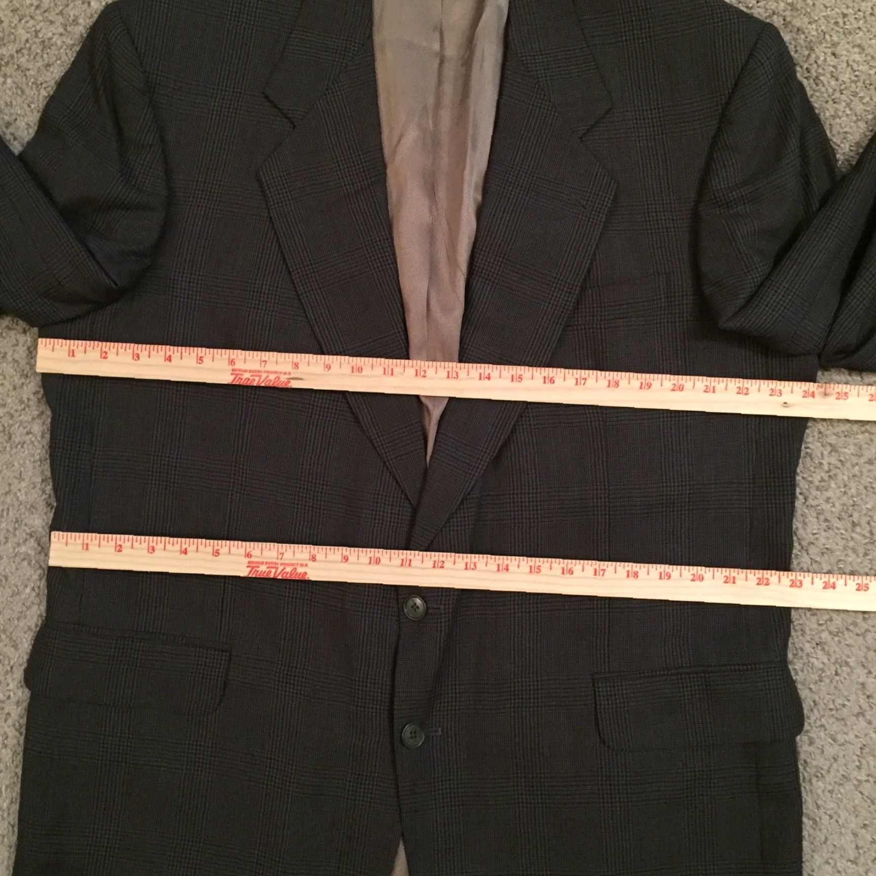 Oscar De La Renta Oscar de la Renta Blazer Mens 46 Regular Gray Plaid Wool Two Button Jacket Notch Lapel Suit 2 Piece Size 46R - 4 Thumbnail