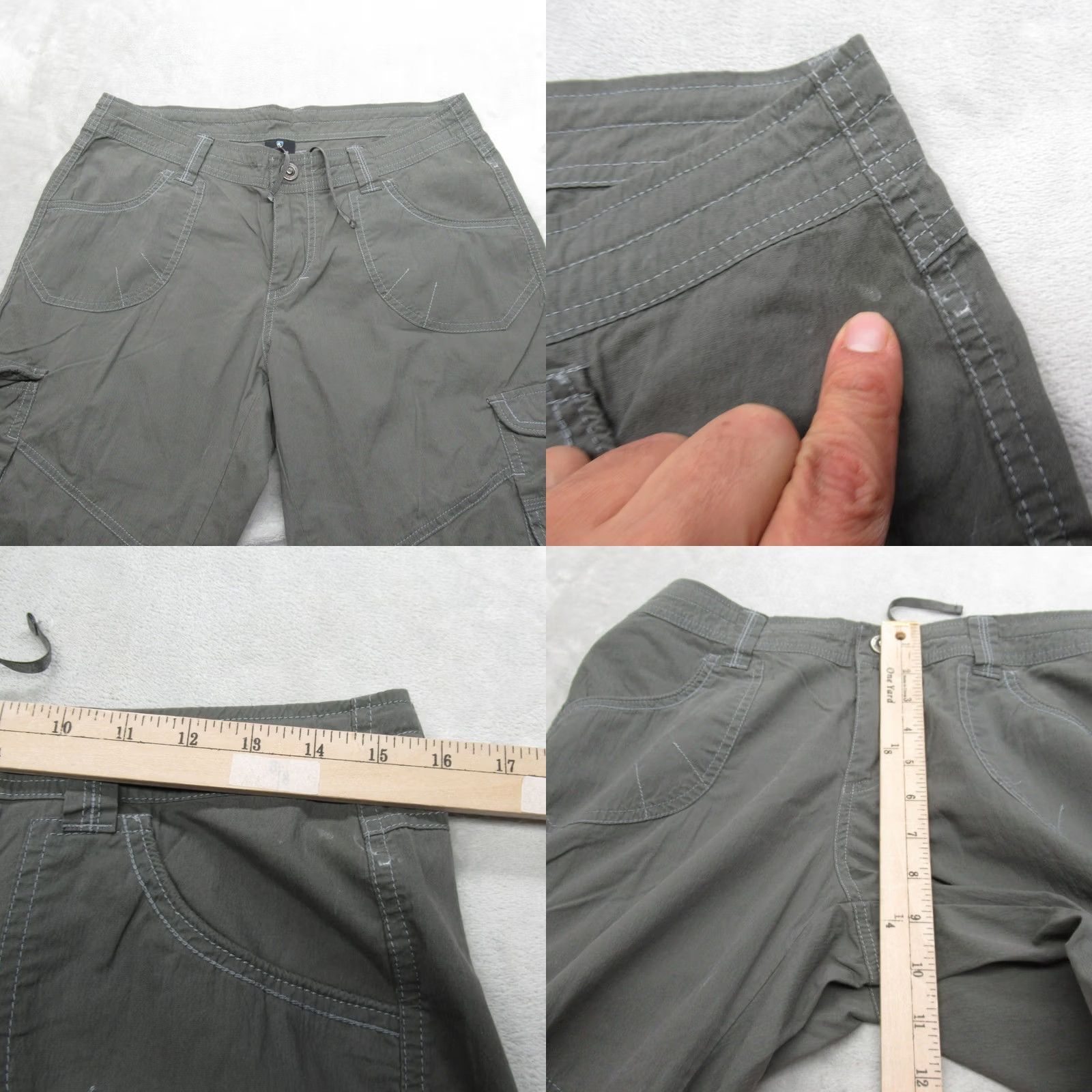 Vintage Kuhl Pants Womens Green Roll-Up Lightweight Stretch Cargo Kontra Capri 32x19 Size 30" / US 8 / IT 44 - 8 Thumbnail