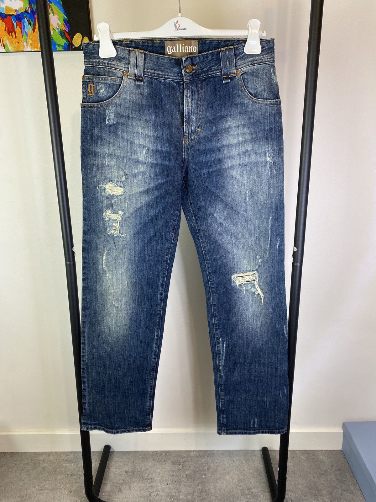 John Galliano Galliano Distressed Blue Jeans Denim Pants Size US 31 - 3 Thumbnail
