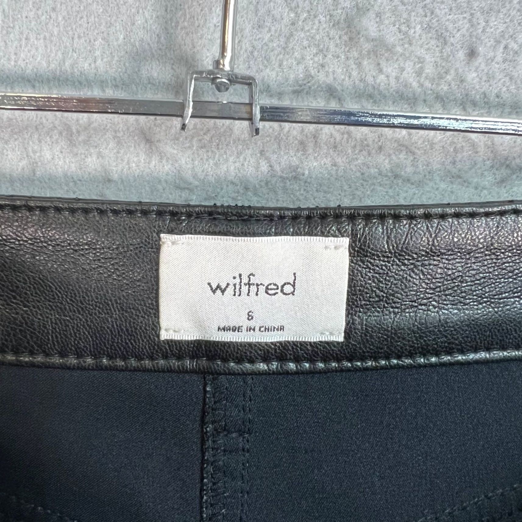 Vintage Wilfred Womens 6 Black Faux Leather Straight Leg Pants Size 28" / US 6 / IT 42 - 3 Thumbnail