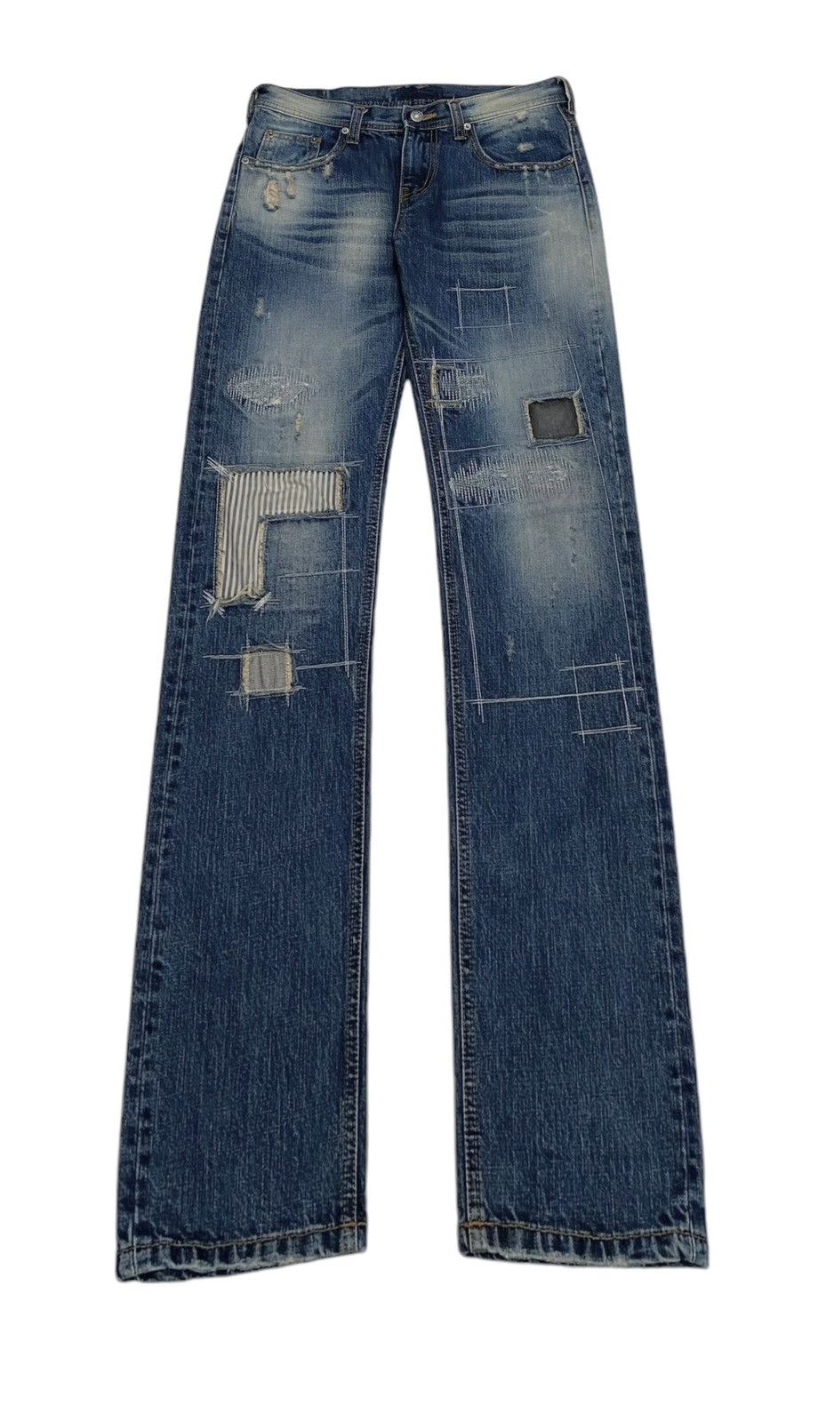 If Six Was Nine × Japanese Brand × Vintage Vintage Japanese Brand Huh Motor Club Patchwork Jeans 2000s Size US 31 - 1 Thumbnail