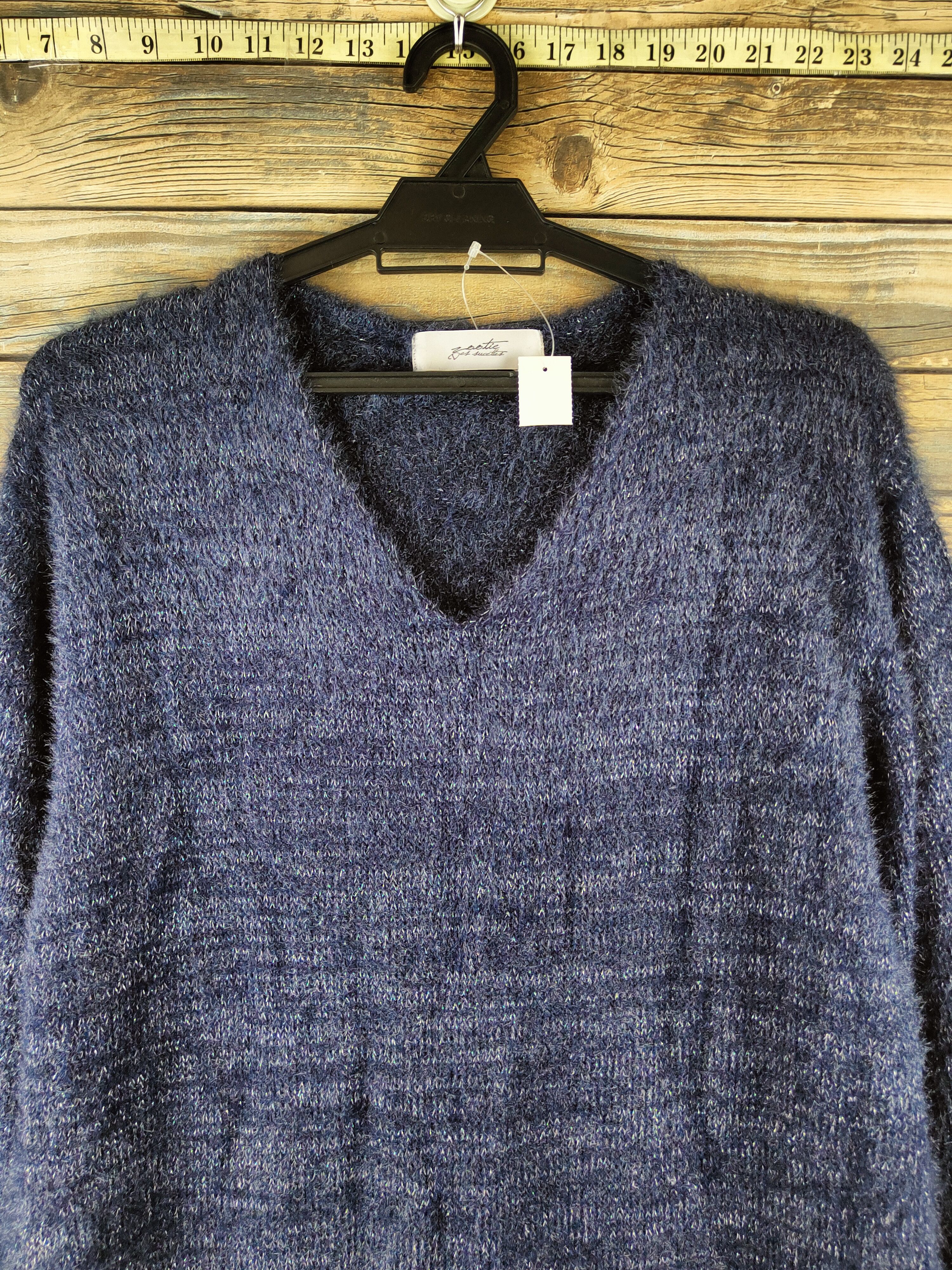 Japanese Brand DL Zootie Navy Fur Mohair Knitwear #46-496 Size M / US 6-8 / IT 42-44 - 2 Thumbnail