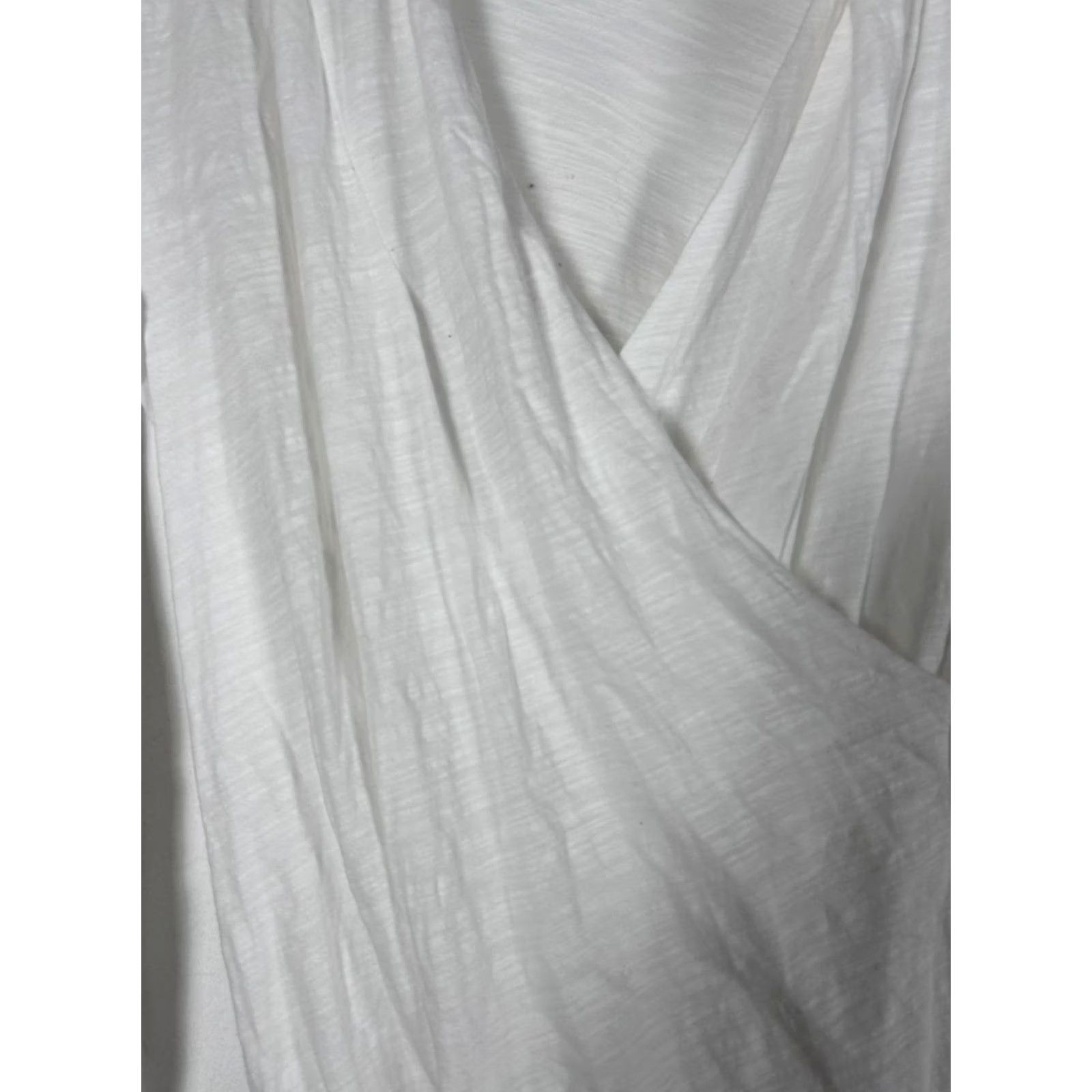 Vintage Cabi Womens White Long Sleeve Blouse Large Lightweight 100% Cotton Faux Wrap Top Size L / US 10 / IT 46 - 2 Thumbnail