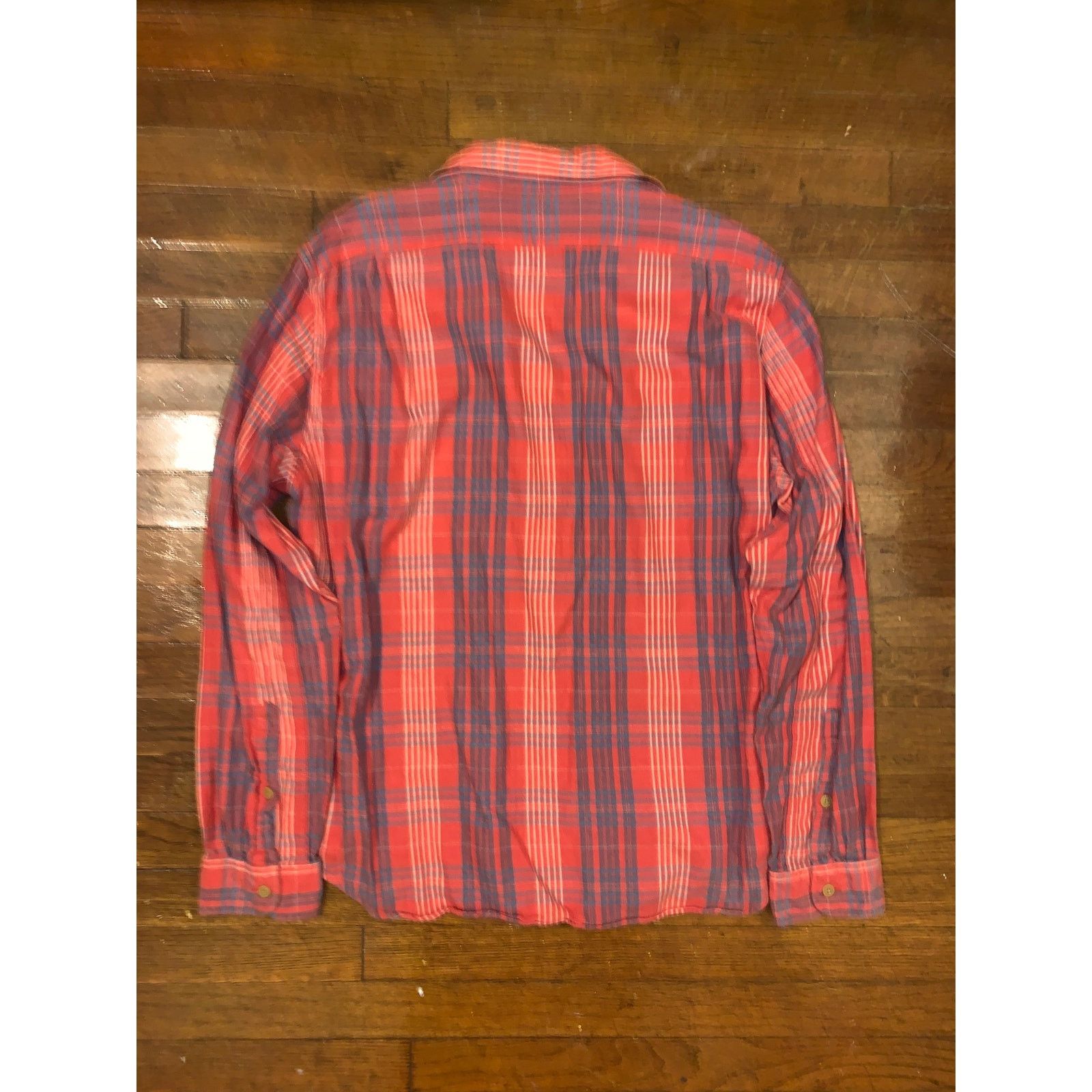 J.Crew J.Crew Red Flannel Shirt Blue Stripe XL Slim Fit Size US XL / EU 56 / 4 - 3 Thumbnail