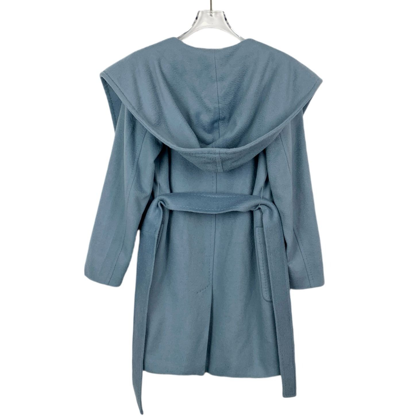 Max Mara MaxMara Blue Hooded Belted Cashmere Coat (Size XXS) Size XXS / US 00 / IT 34 - 6 Thumbnail