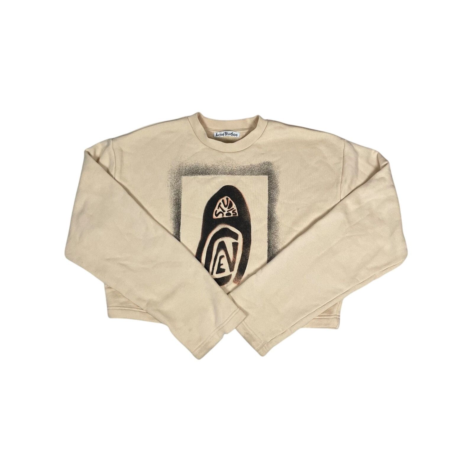 Acne Studios Acne Studios Beige Logo Sweatshirt XS Size XS / US 0-2 / IT 36-38 - 1 Thumbnail