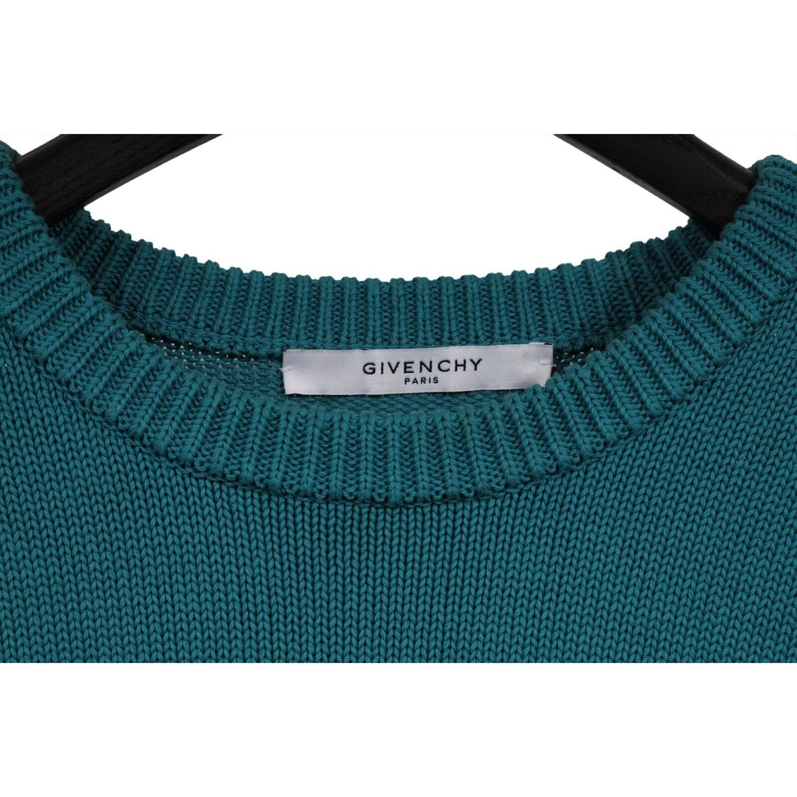 Givenchy Upside Down Logo Knit Sweater Teal Pull Size US M / EU 48-50 / 2 - 5 Thumbnail