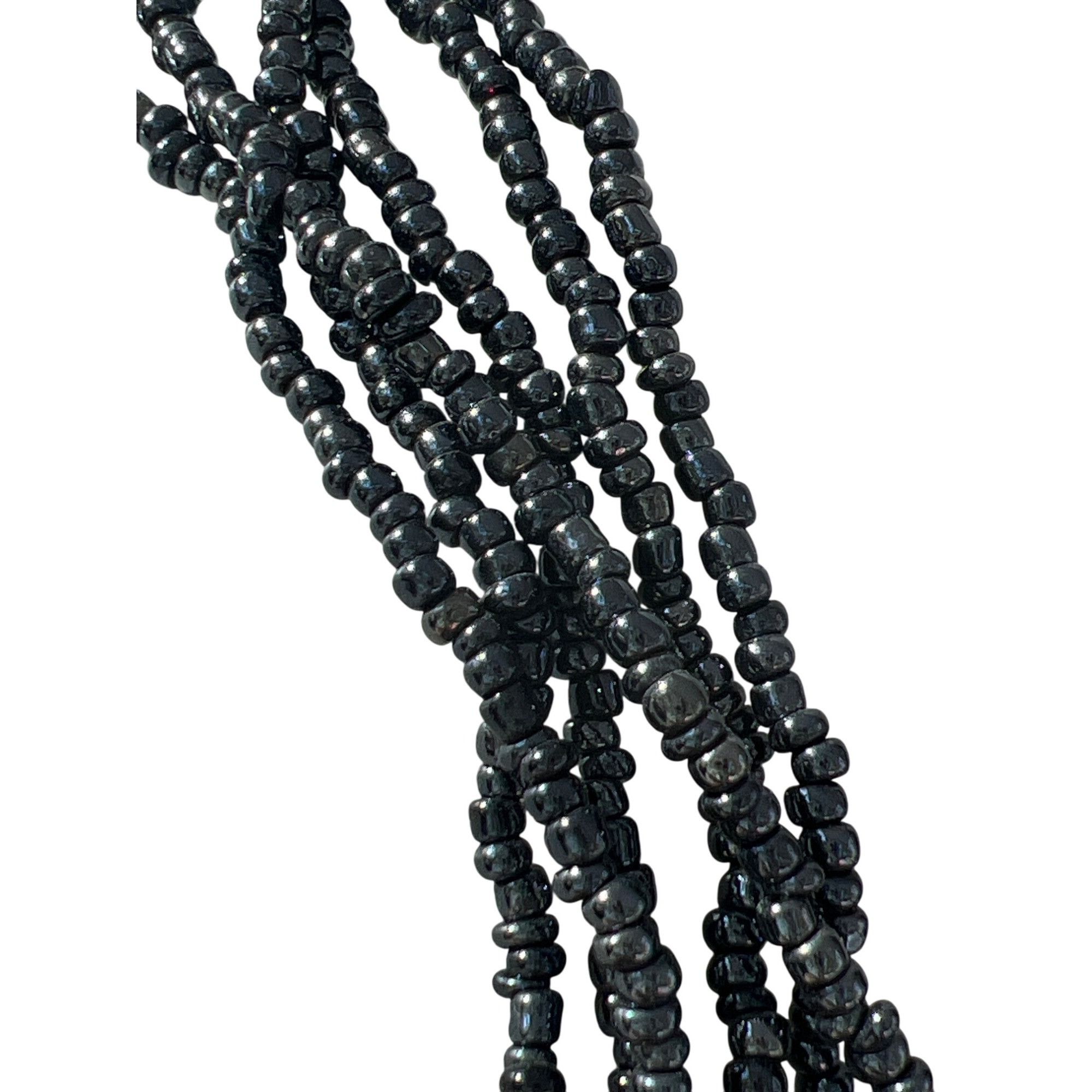 Other Vintage Dark Silver Seed Bead Necklace Carved Mother of Pear Size ONE SIZE - 4 Thumbnail