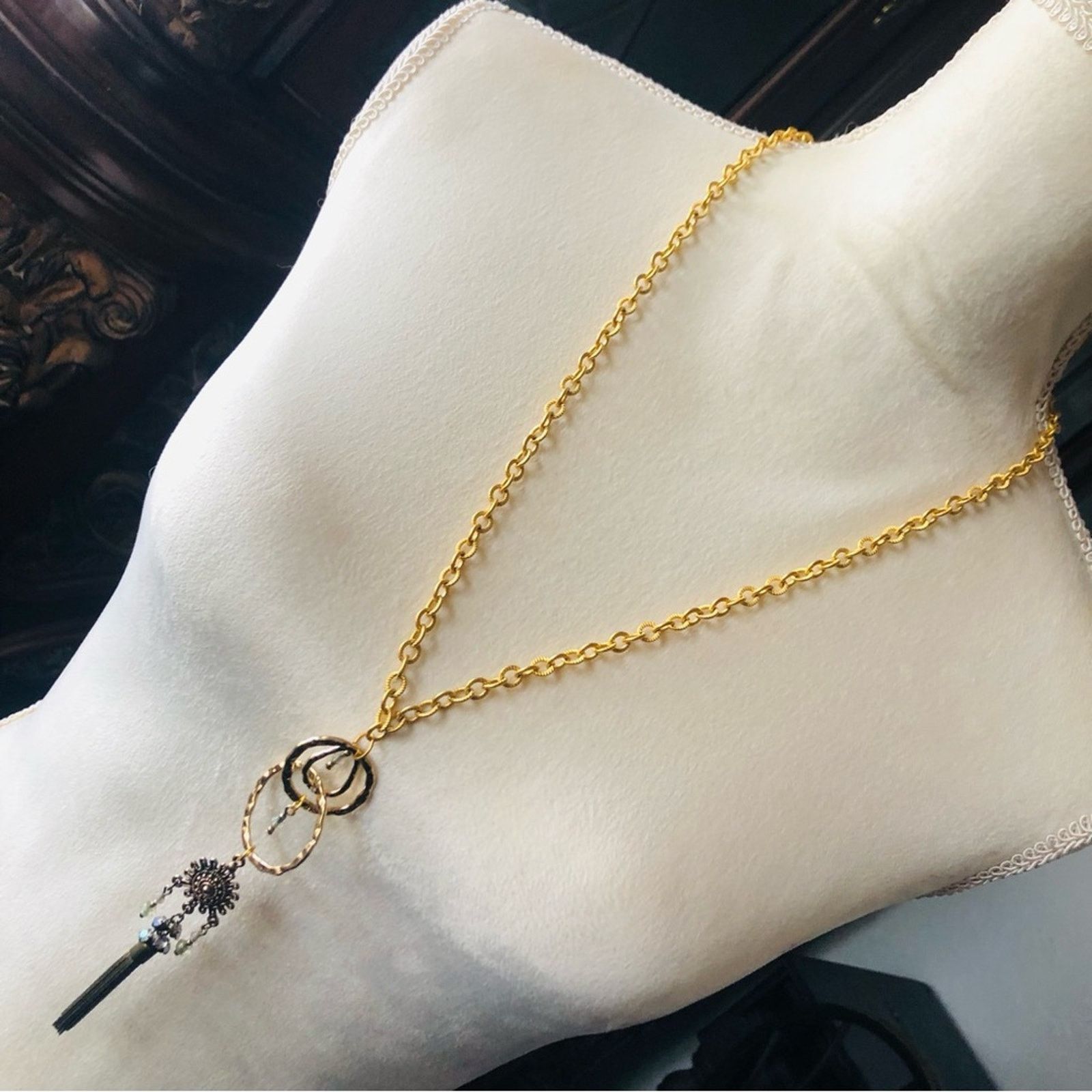 Handmade Handcrafted repurpose dangle tassel necklace Size ONE SIZE - 1 Thumbnail