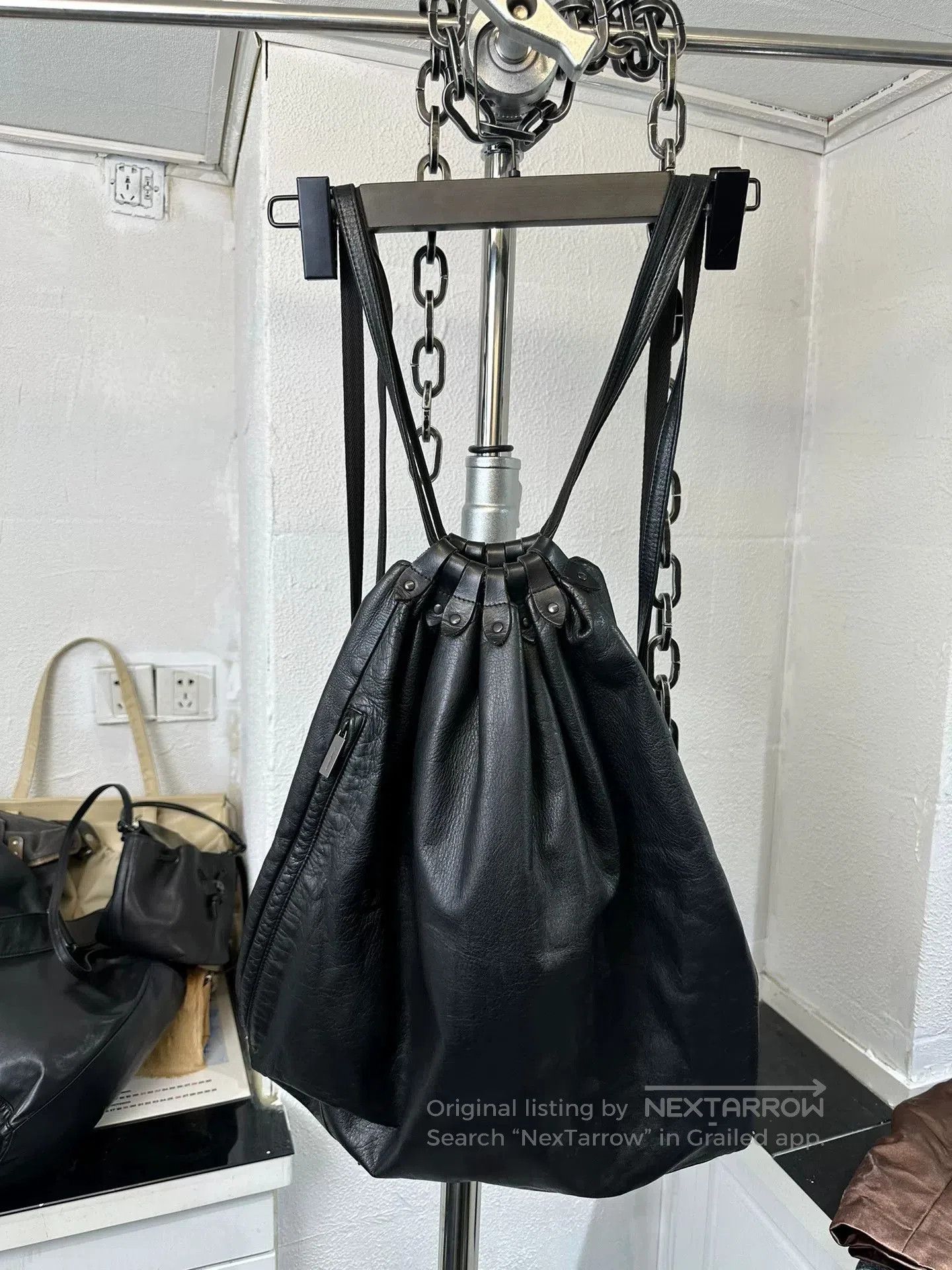 Yohji Yamamoto yohji yamamoto leather drawstring bag. Size ONE SIZE - 1 Thumbnail