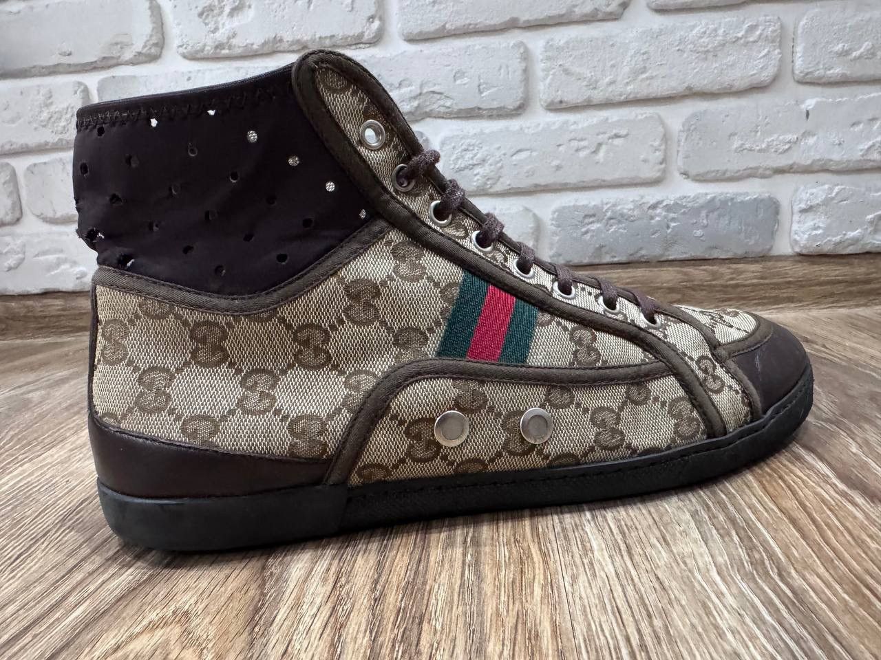 Gucci Gucci California Striped High Top Mens Sneakers Size Size US 10.5 / EU 43-44 - 15 Thumbnail