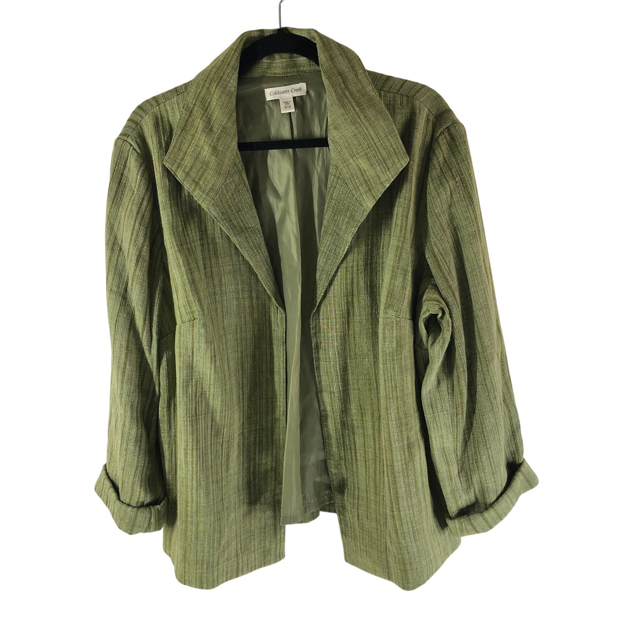 Coldwater Creek Coldwater Creek Womens Jacket Open Front Textured Stripe Sil Size XXL / US 16-18 / IT 52-54 - 1 Thumbnail