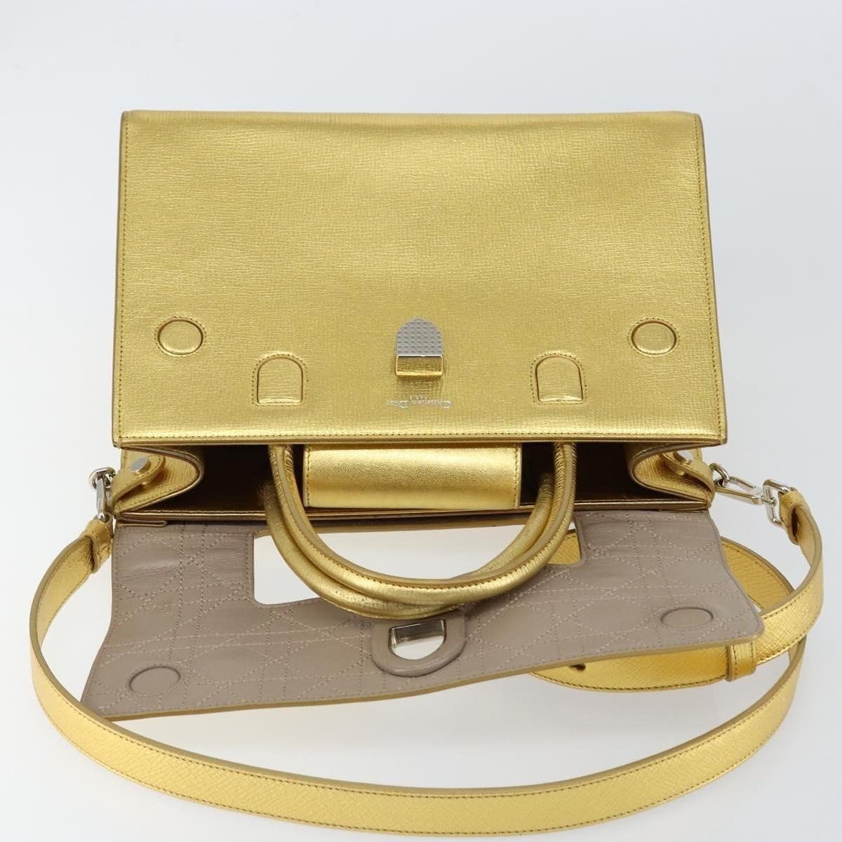 Dior Dior Leather Handbag Gold Size ONE SIZE - 9 Thumbnail