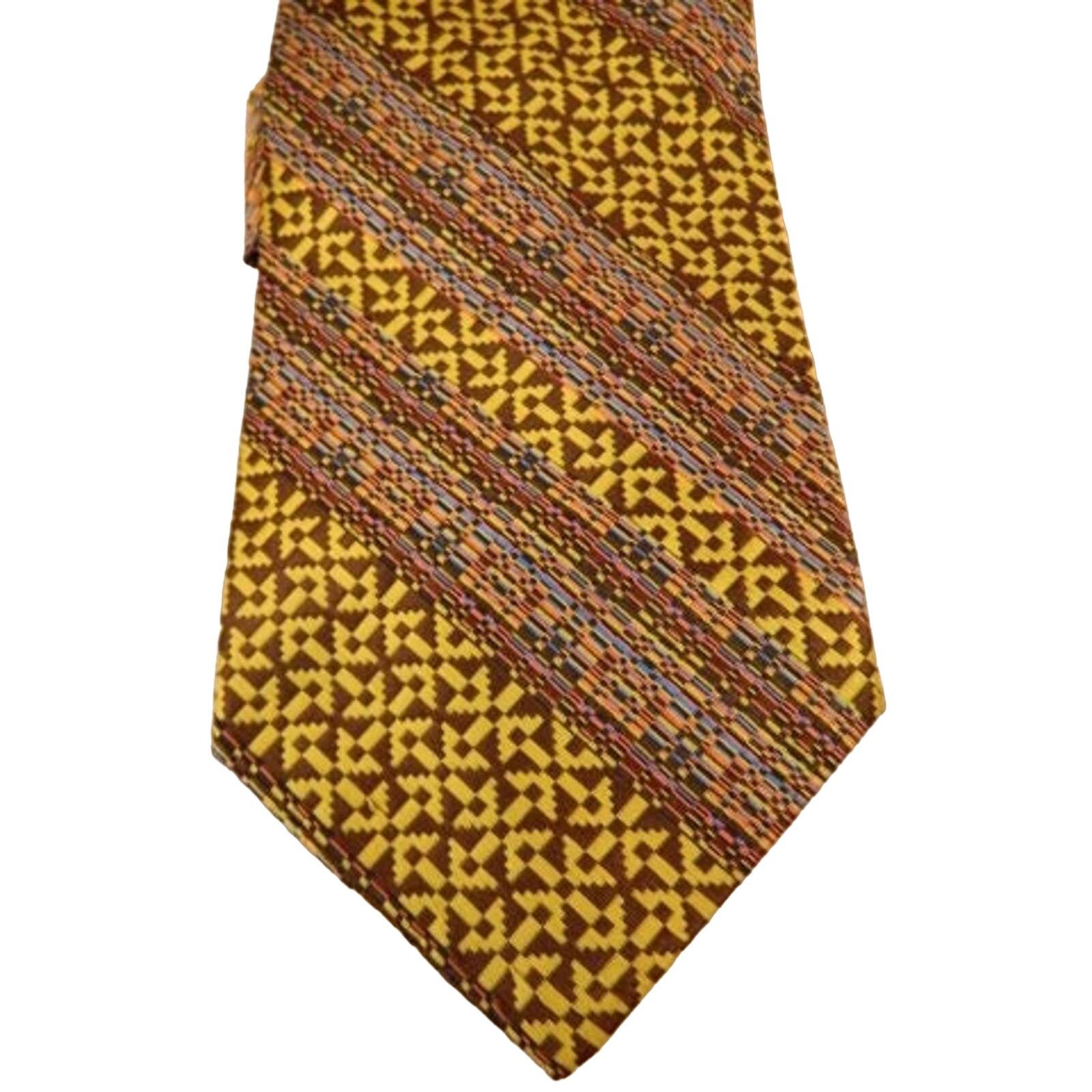 Vintage Vintage Wide Tie, Maroon, Tan Brown Patterned Necktie Size ONE SIZE - 5 Thumbnail