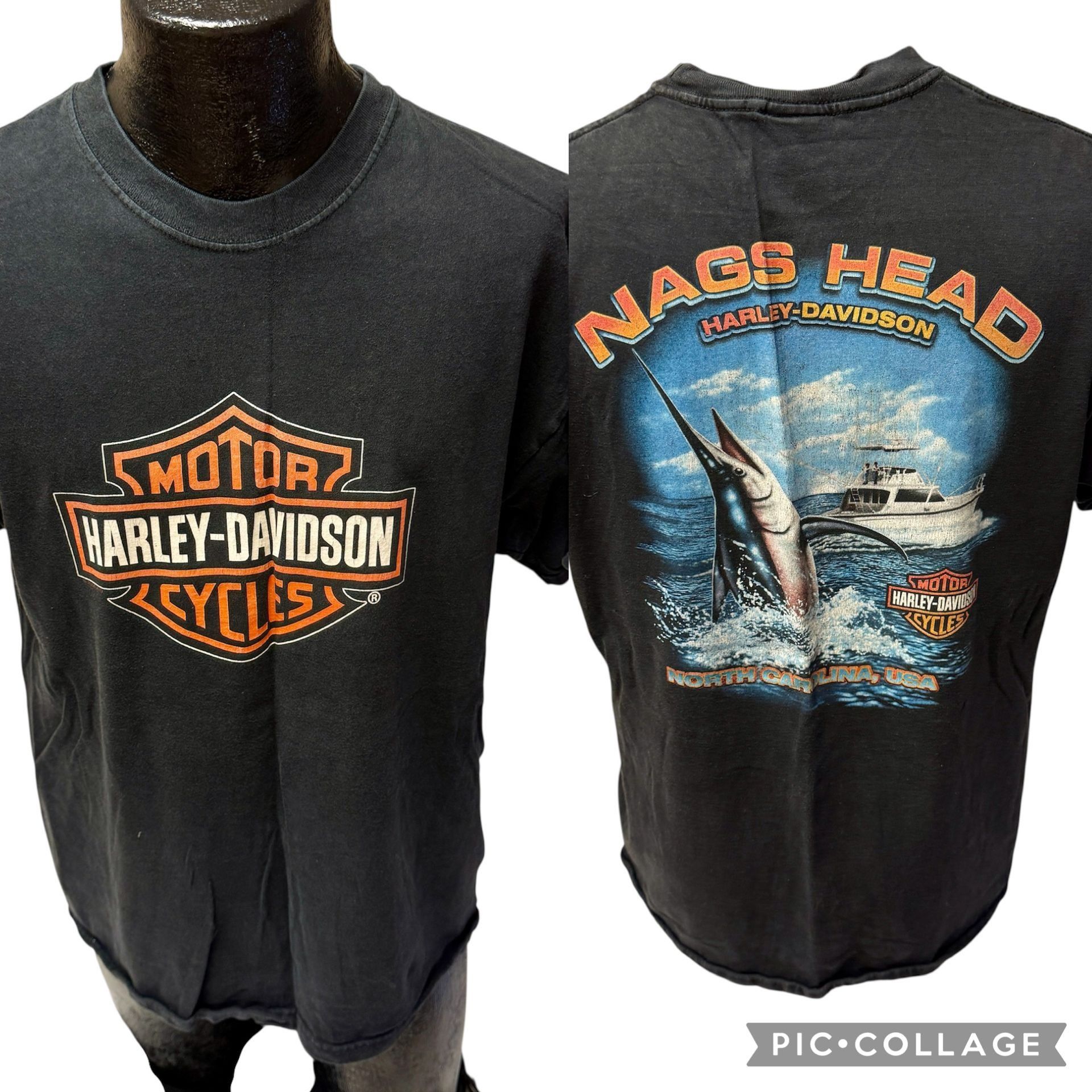 Harley Davidson Motorcycle NAGS HEAD South Carolina SWORDFISH Blue Marlin T Size US L / EU 52-54 / 3 - 1 Thumbnail