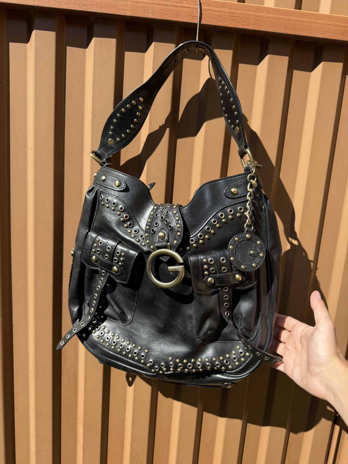 Guess Rare Guess Leather Studded Y2k Shoulder Bag Size ONE SIZE - 1 Thumbnail