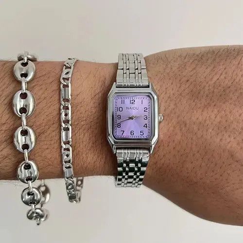 VIBE 2000s vintage style rectangle stainless steel quartz watch Size ONE SIZE - 1 Thumbnail