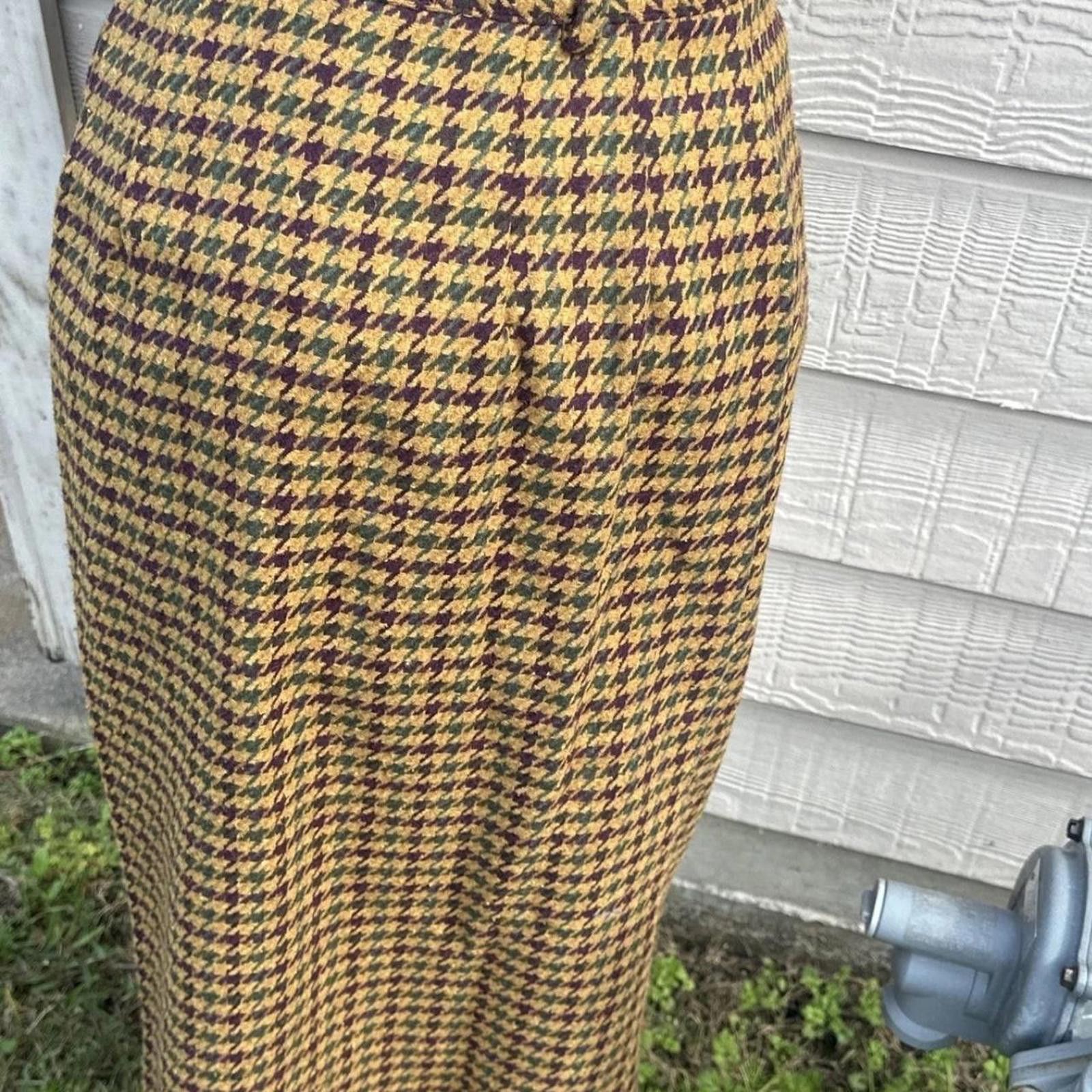Other Retro yellow and purple plaid midi skirt #plaid vintage Size 28" / US 6 / IT 42 - 3 Thumbnail