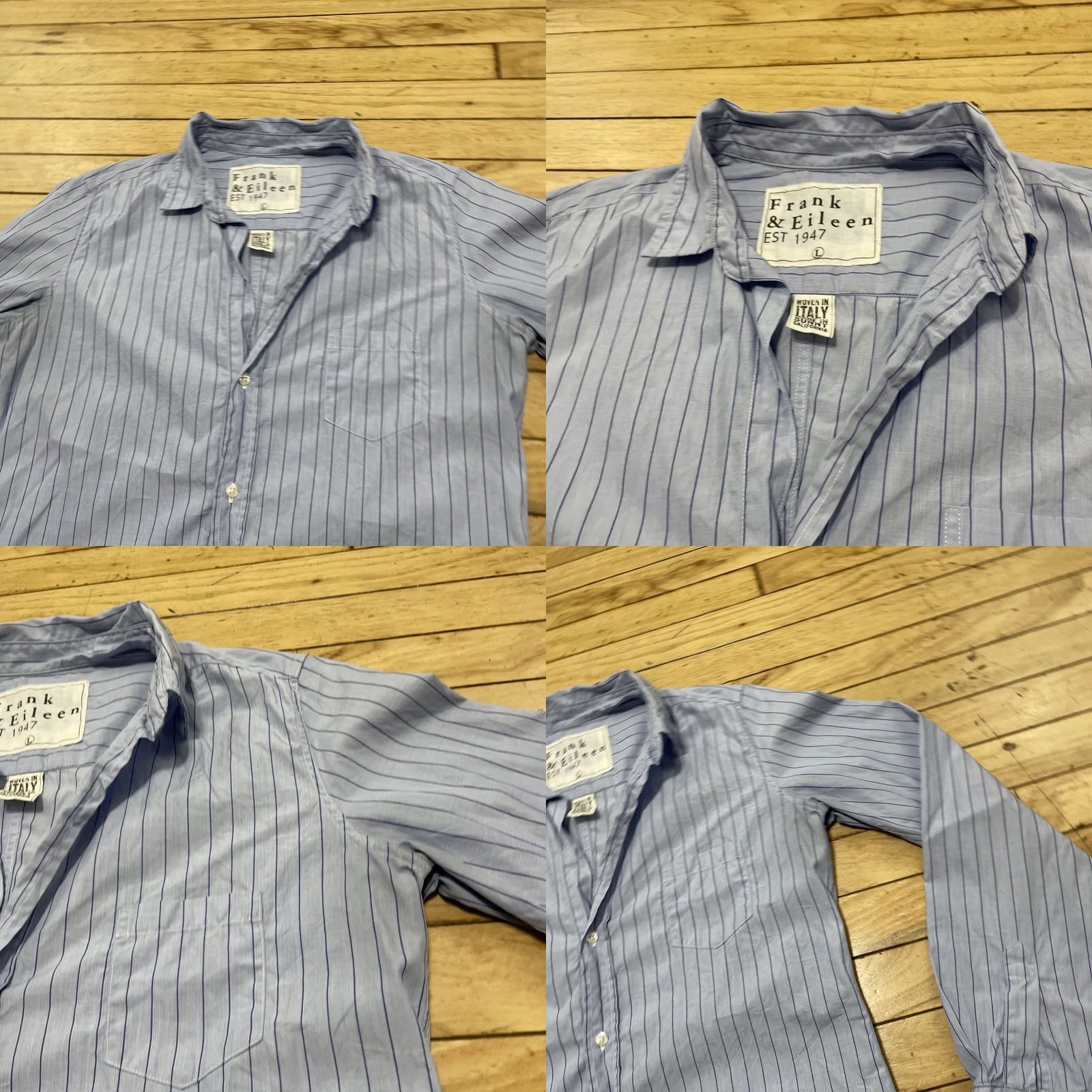 Vintage VINTAGE Frank & Eileen Eileen Barry Shirt Women L USA Coastal Button Up Long Sleeve Blue Size L / US 10 / IT 46 - 9 Thumbnail
