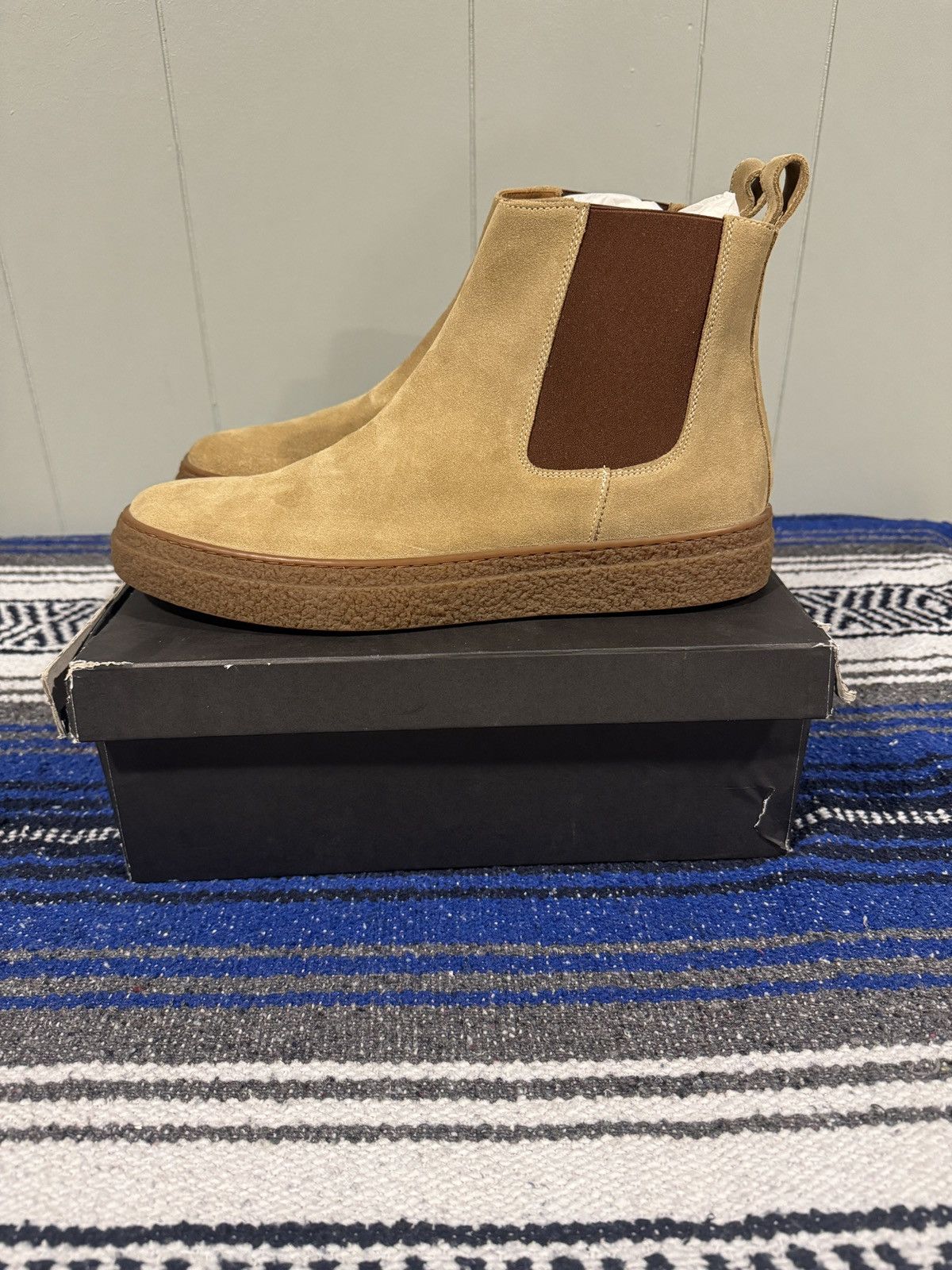 Barneys New York Tan Suede Chelsea Boots Size US 12 / EU 45 - 1 Thumbnail