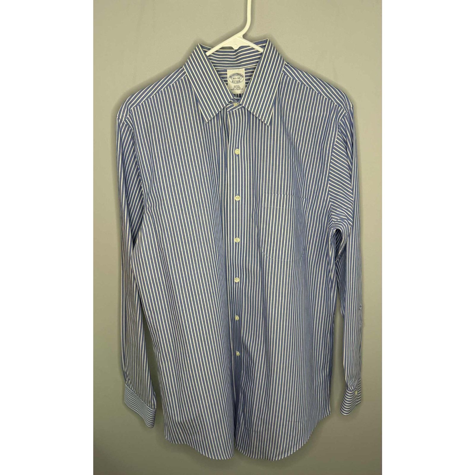Brooks Brothers Brooks Brothers Slim Fit Non-Iron Dress Shirt 15 1/2-34 Size US M / EU 48-50 / 2 - 2 Thumbnail